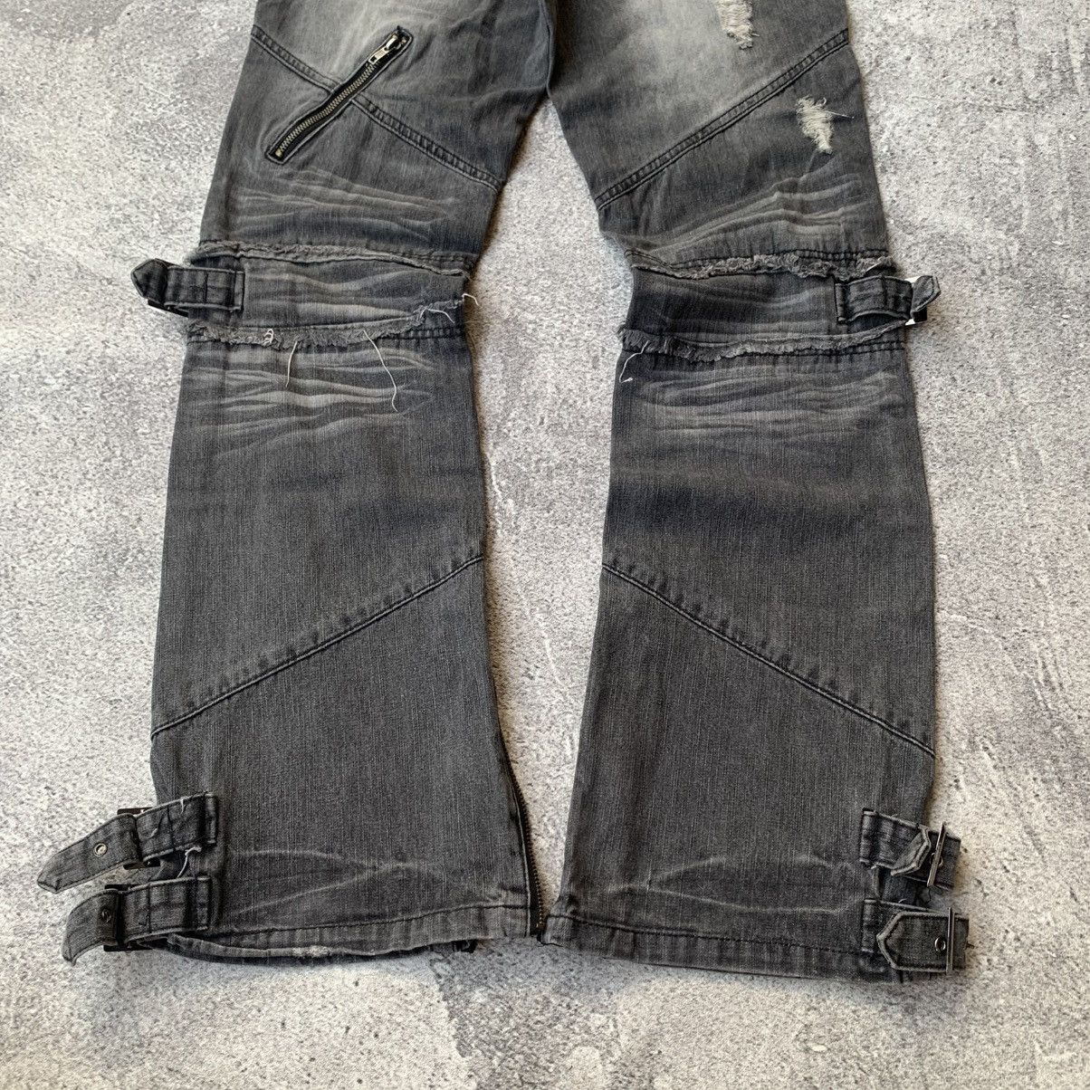 If Six Was Nine Black Baccara Multizipper Distressed bondage Flare Jeans Size US 30 / EU 46 - 8 Thumbnail