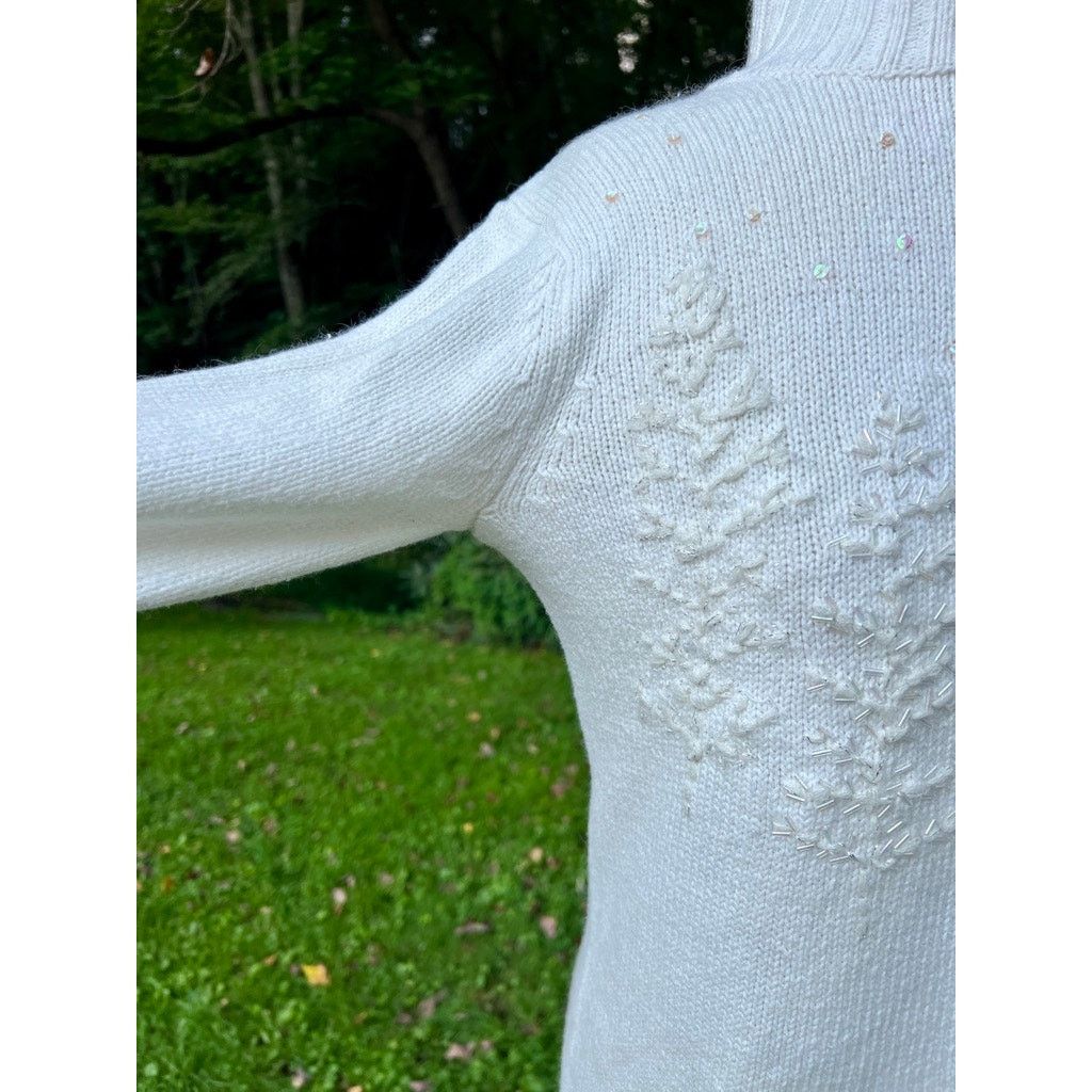 Coldwater Creek Womens XS Winter White Christmas Tree Sweater Holiday Party Size XS / US 0-2 / IT 36-38 - 5 Thumbnail