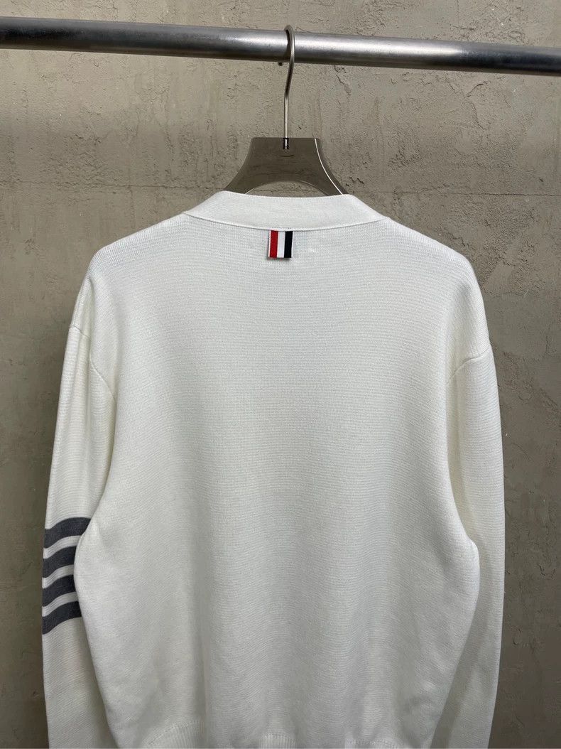 Thom Browne Thom browne White four-striped knitted cardigan jacket 2504 Size US XL / EU 56 / 4 - 4 Thumbnail