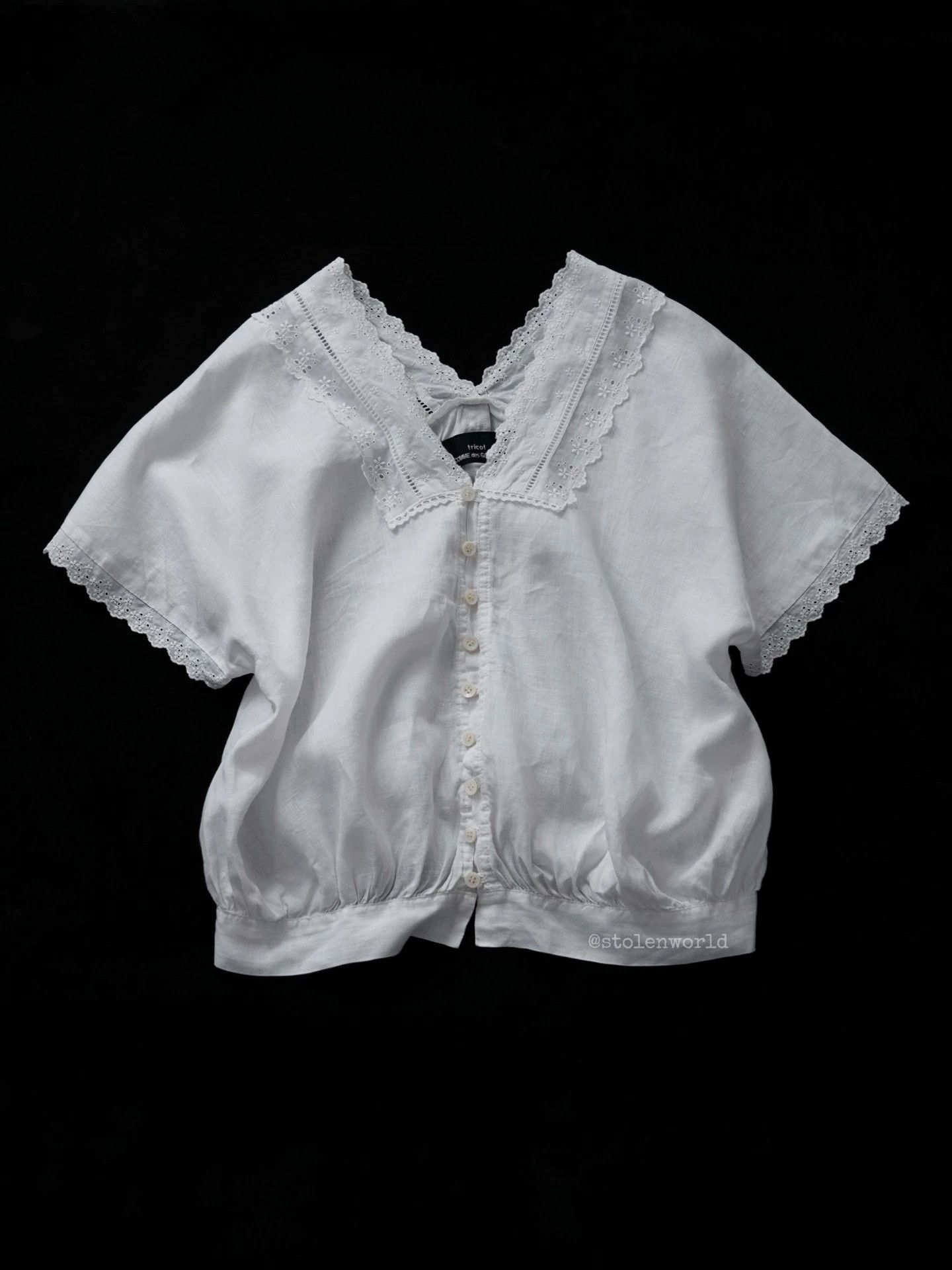 Comme des Garcons tricot comme des garçons 2011ss linen lace blouse Size S / US 4 / IT 40 - 1 Thumbnail