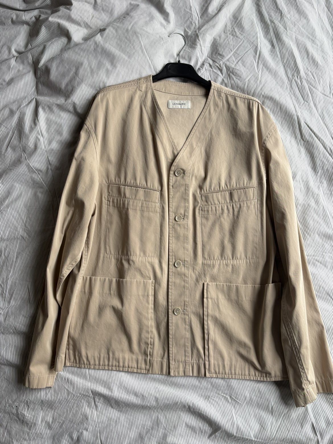 Lemaire LEMAIRE Beige Collarless Overshirt Size US M / EU 48-50 / 2 - 1 Thumbnail