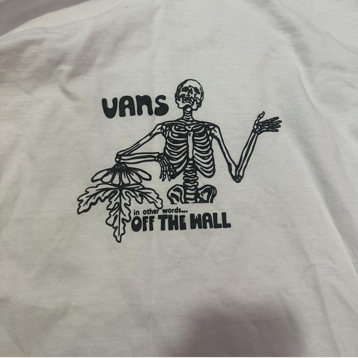 Van Vans Off The Wall Skeleton Long Sleeve Tee White Medium Size US M / EU 48-50 / 2 - 2 Thumbnail