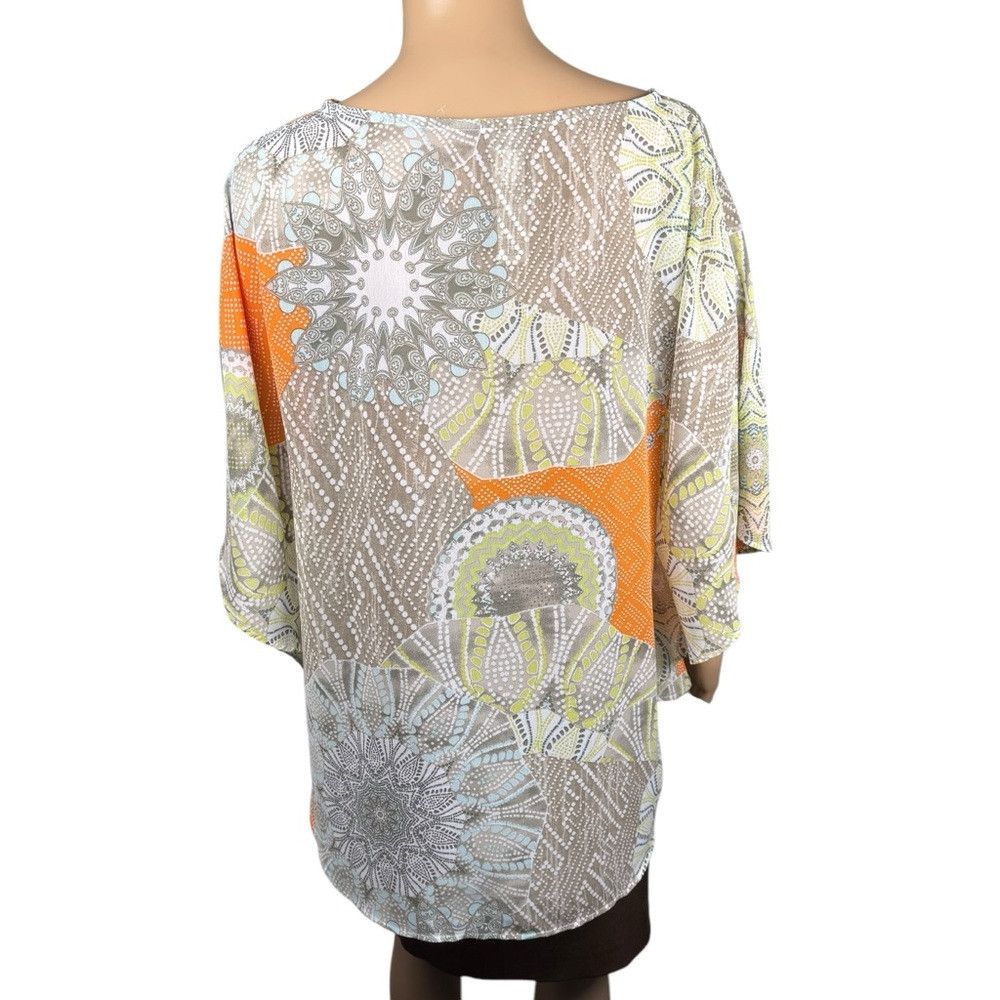 Chicos New Chico's Floral Multi-Print Chiffon Poncho Blouse Size S Size M / US 6-8 / IT 42-44 - 4 Thumbnail