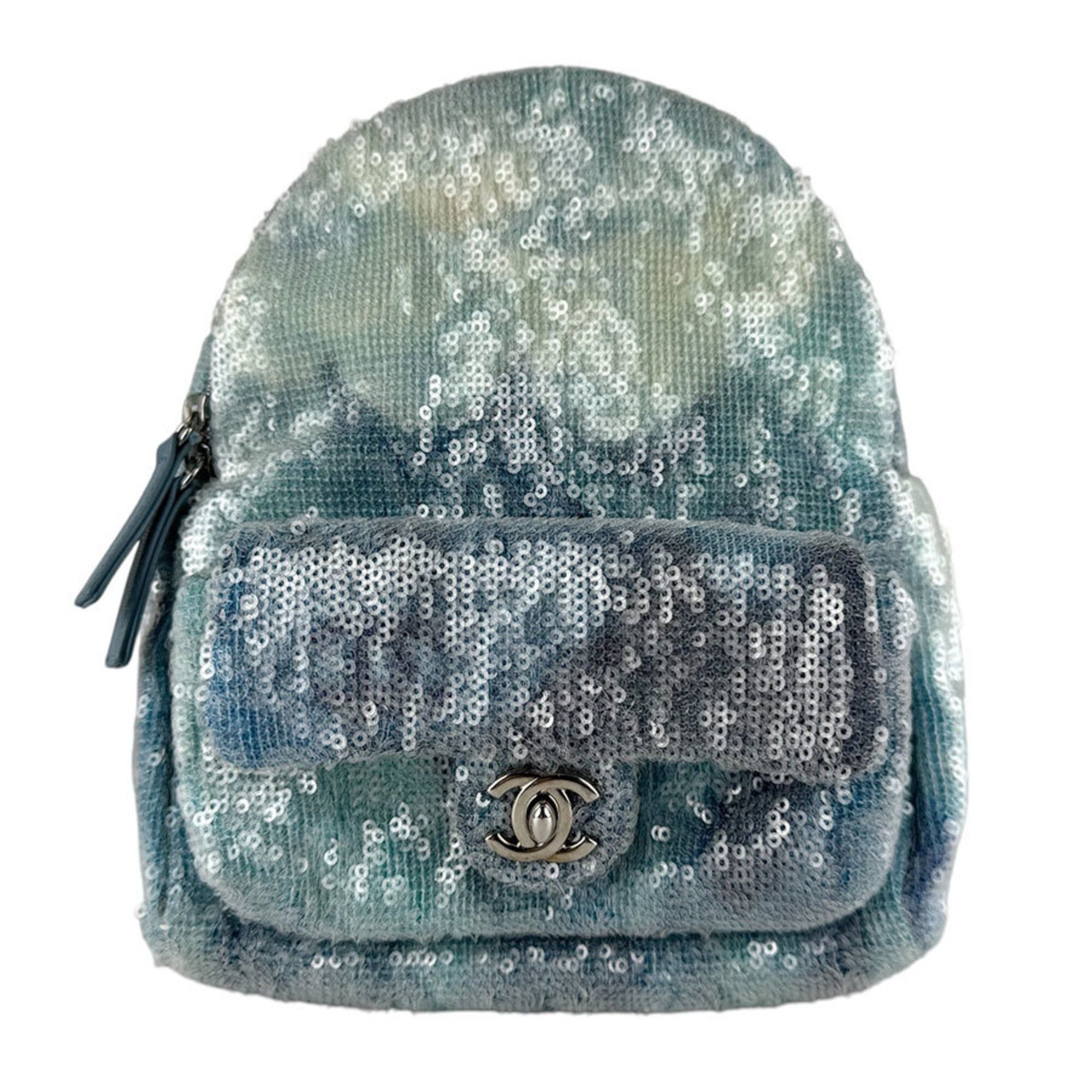 Chanel Chanel Backpack, Sequins, Blue, Women's z9865 Size ONE SIZE - 1 Thumbnail