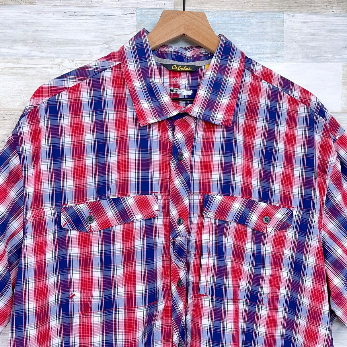 Cabelas Cabelas Short Sleeve Hiking Shirt Red Plaid Cooling Mens XL Size US XL / EU 56 / 4 - 2 Thumbnail