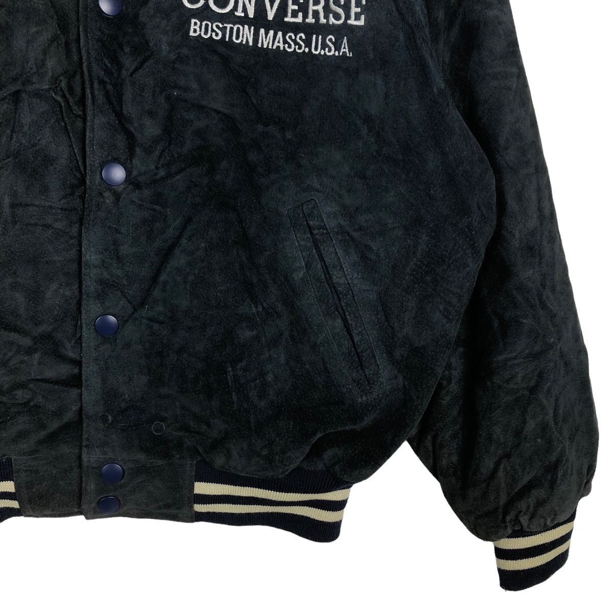 Converse 🔥90’s VTG LEATHER BOMBER JACKET CONVERSE ALL STAR BOSTON Size US L / EU 52-54 / 3 - 6 Thumbnail