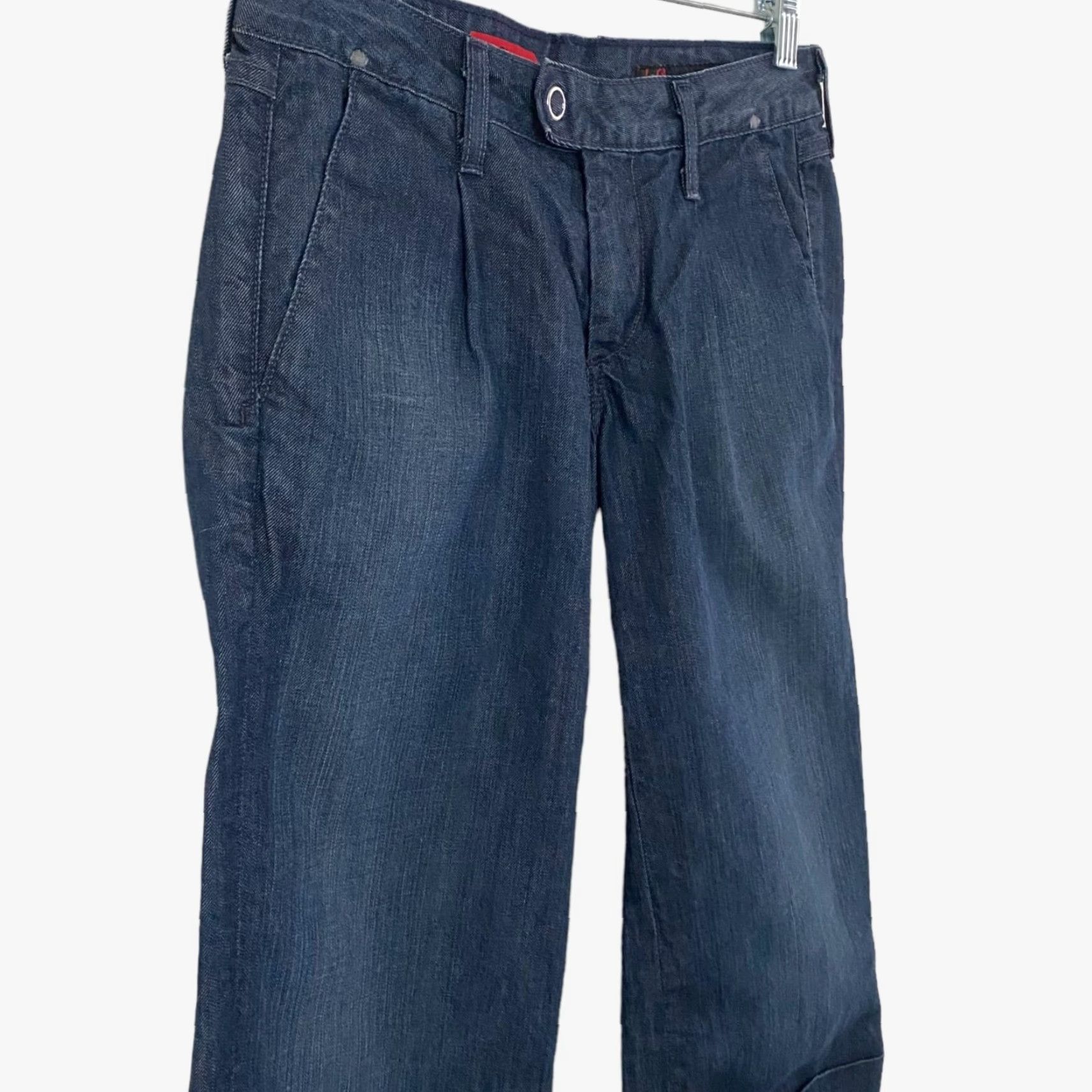 Denime Adriano Goldschmied Jeans Women's 26 Ginger Cuffed Cropped Blue Dark Wash Denim Size 26" / US 2 / IT 38 - 4 Thumbnail