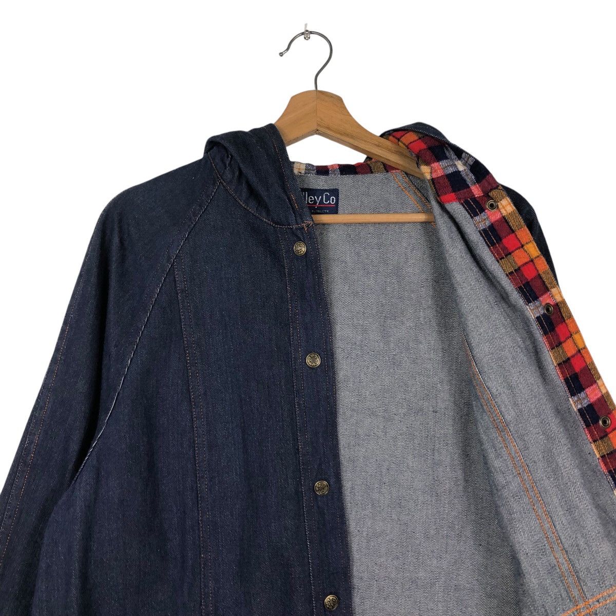 Japanese Brand 📌Vintage Denim Jacket Biker Design Valley Co Hoodie Size US M / EU 48-50 / 2 - 15 Thumbnail