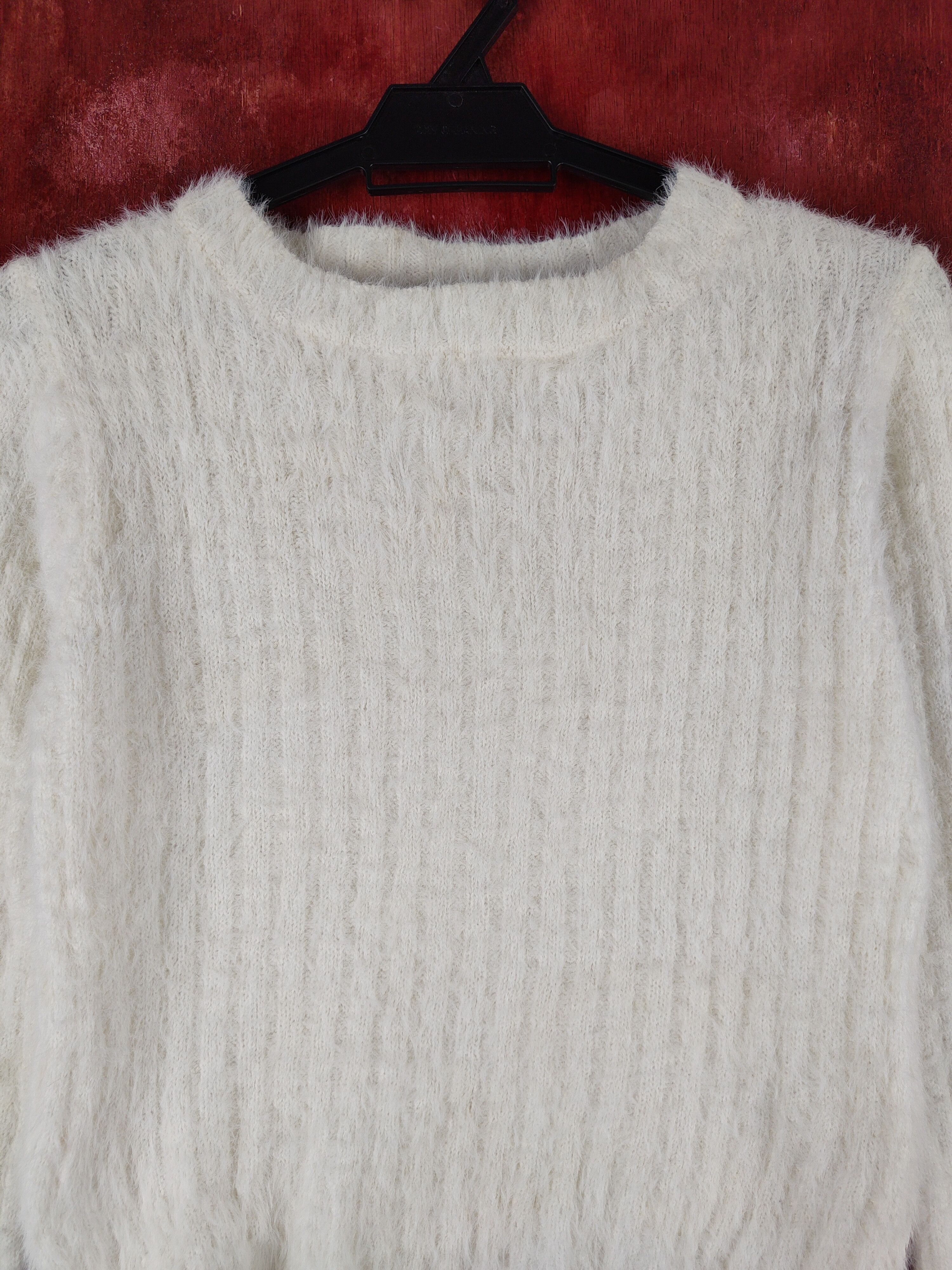 Japanese Brand Be Radiance White Shag Shaggy Fur Mohair Knitwear #S1984 Size S / US 4 / IT 40 - 2 Thumbnail