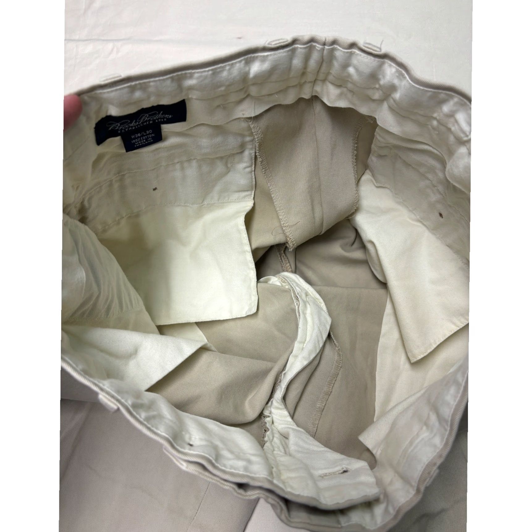 Brooks Brothers Brooks Brothers Mens Cotton Dress Pants Beige Flat Front Chinos W36 L30 Pants Flat Front Beige Classic Fit Mens Size US 31 - 4 Thumbnail