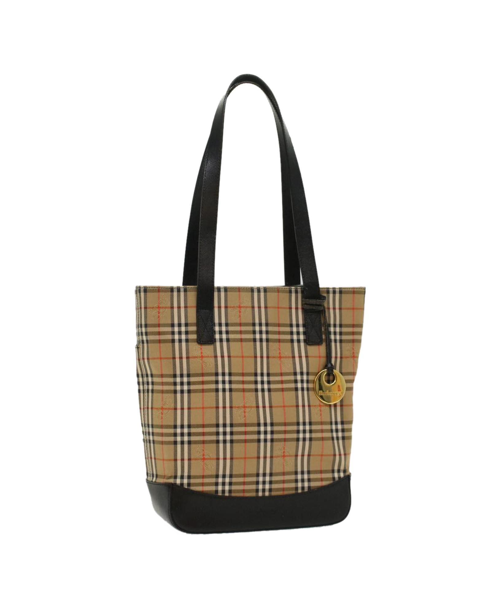 image of Burberry Beige Nylon Shoulder Bag With Leather Accents, Women's