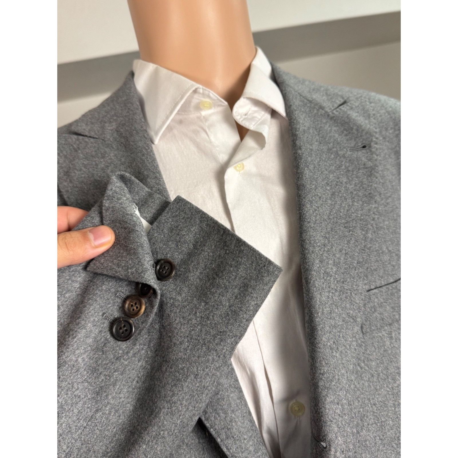 Brunello Cucinelli Brunello Cucinelli Peak Lapel Gray Cashmere Wool Blazer 42R Size 42R - 7 Thumbnail