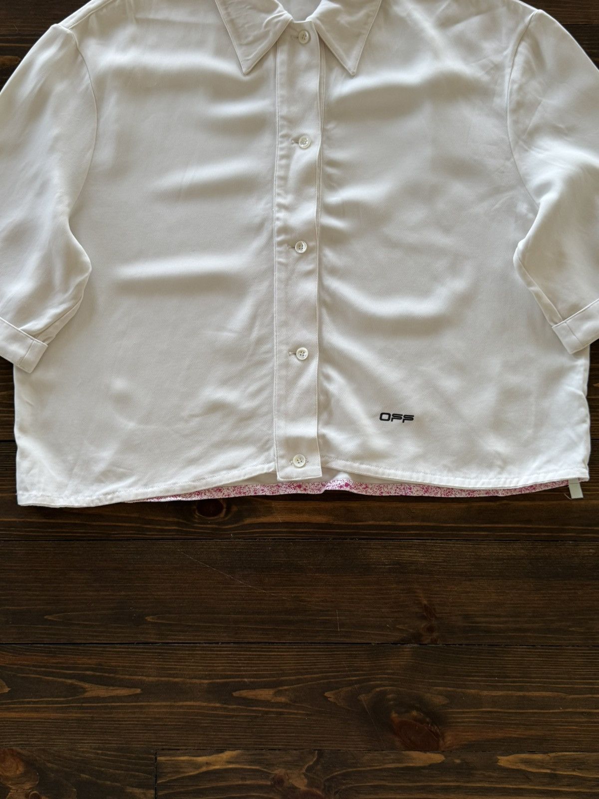 Off-White OFF White Glamour Design Cropped Button Up Shirt Size S / US 4 / IT 40 - 3 Thumbnail
