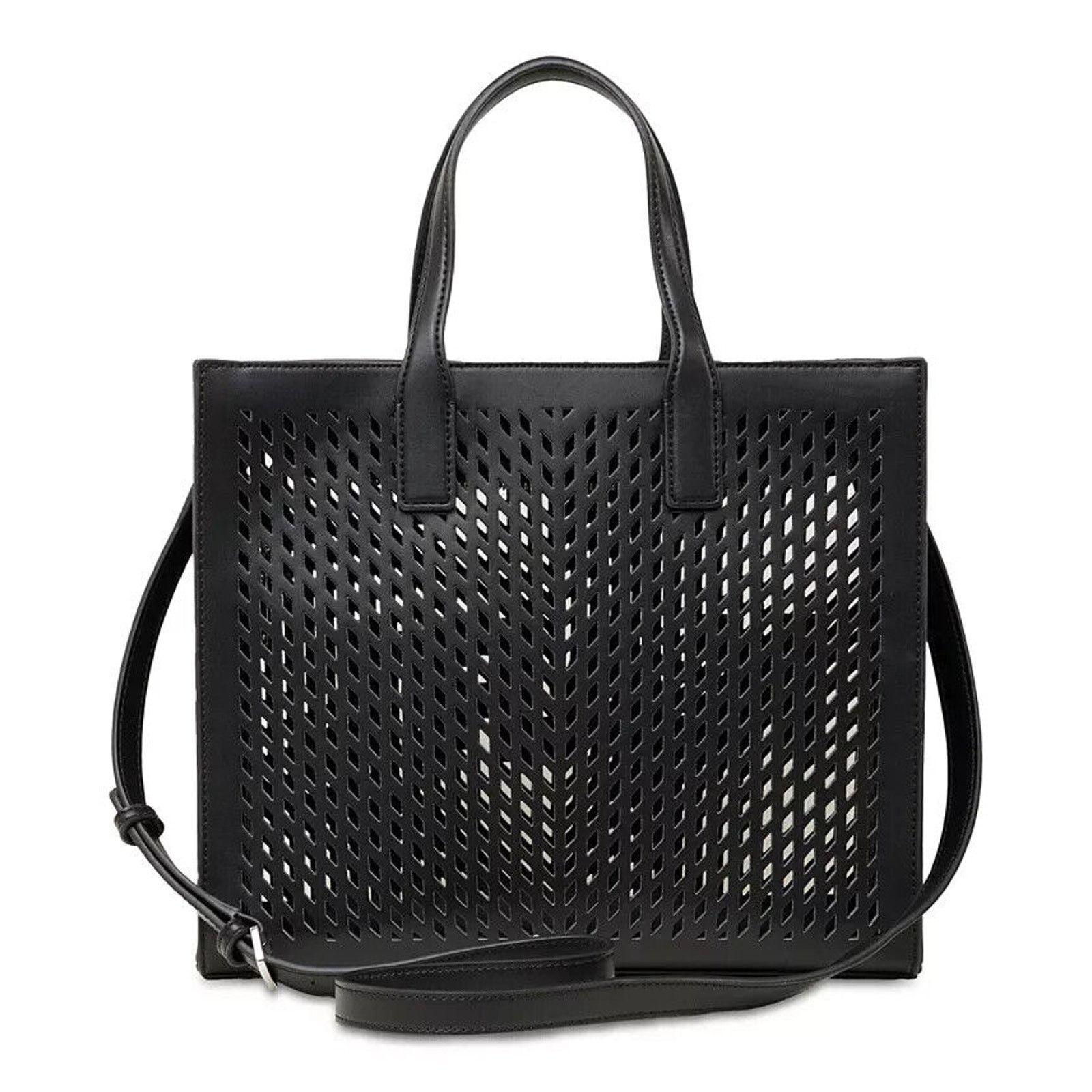 Karl Lagerfeld KARL LAGERFELD PARIS NOVEAU MEDIUM BLACK PERFORATED TOTE BAG Size ONE SIZE - 2 Thumbnail