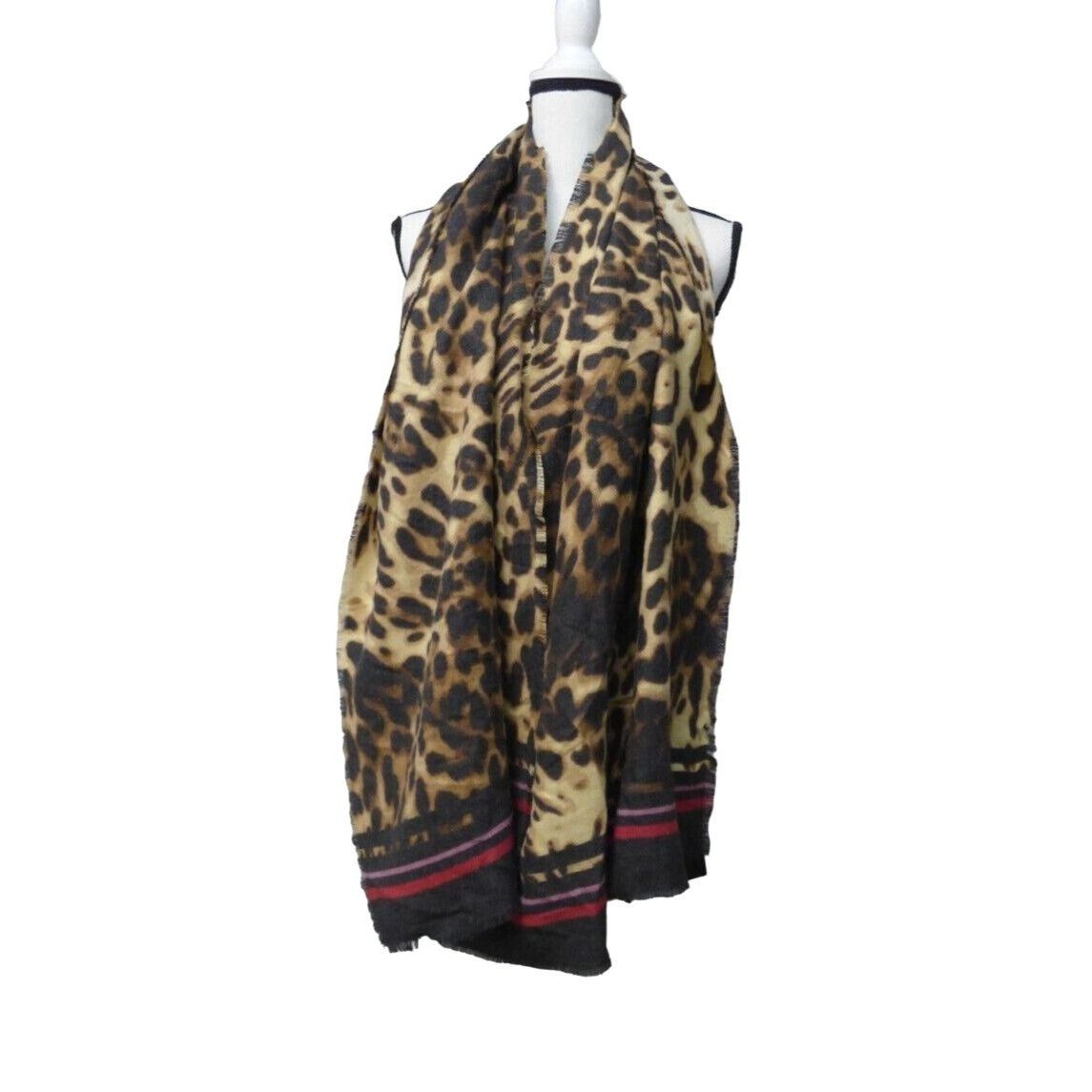 Other Inc International Concepts Striped Leopard-Print Wrap, Brown Size ONE SIZE - 4 Thumbnail