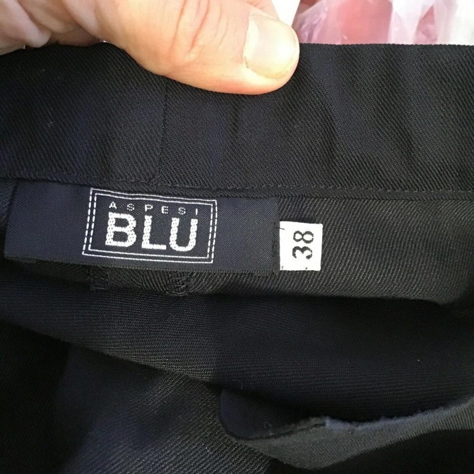 Designer ASPESI Blu Wool Wide Leg Trousers – Midnight Blue 38/M Size 32" / US 10 / IT 46 - 9 Thumbnail