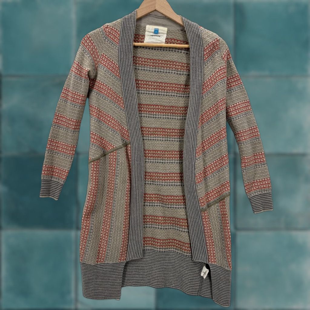 Arrow Anthropologie Sparrow Cardigan Sweater Womens S Gray Wool Open Front Longline Size S / US 4 / IT 40 - 1 Thumbnail