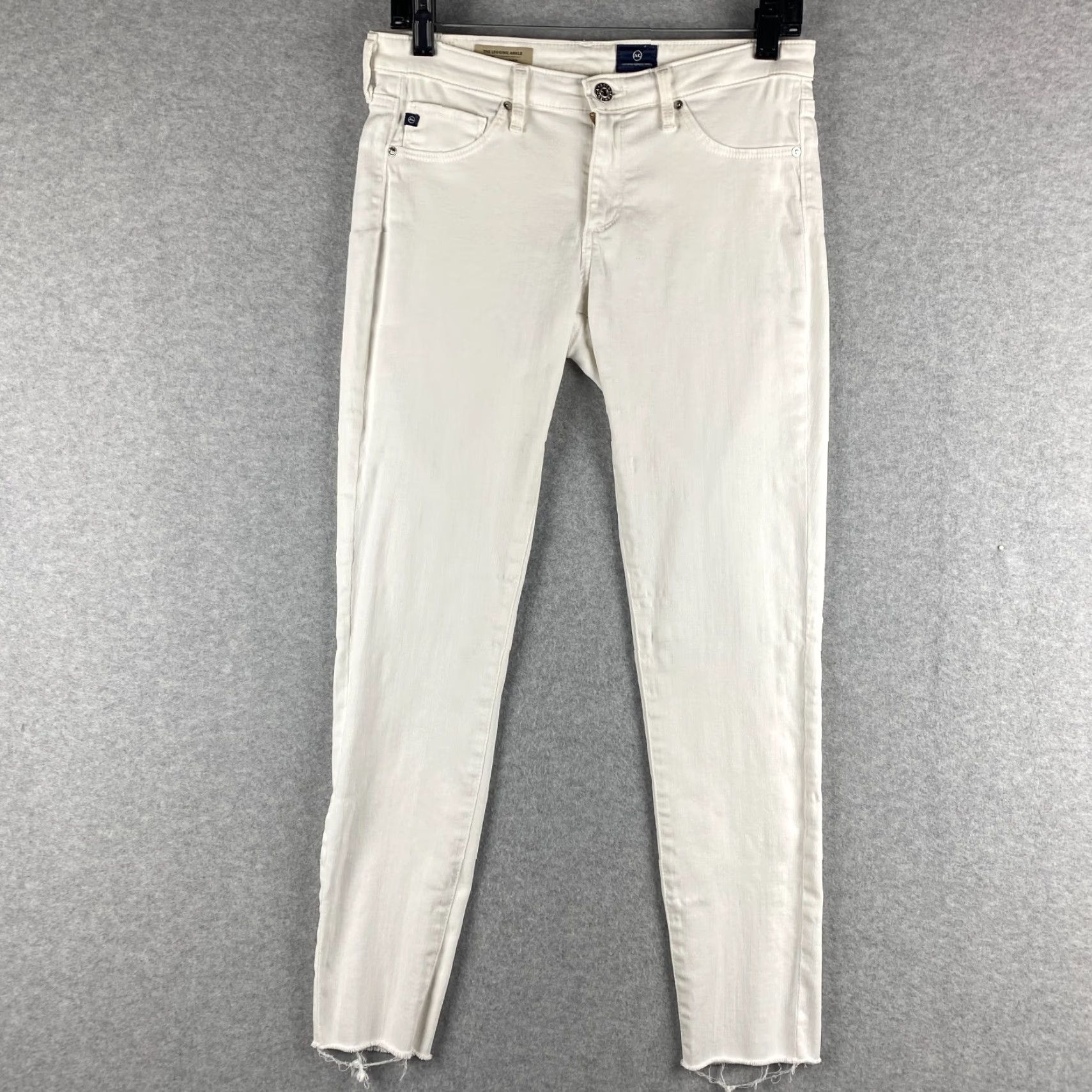Vintage AG Adriano Goldschmied Jeans Womens 28 R The Legging Super Skinny White Denim Distressed 5-Pocket Zip Slim Fit Modern USA Womens Size 28" / US 6 / IT 42 - 2 Thumbnail