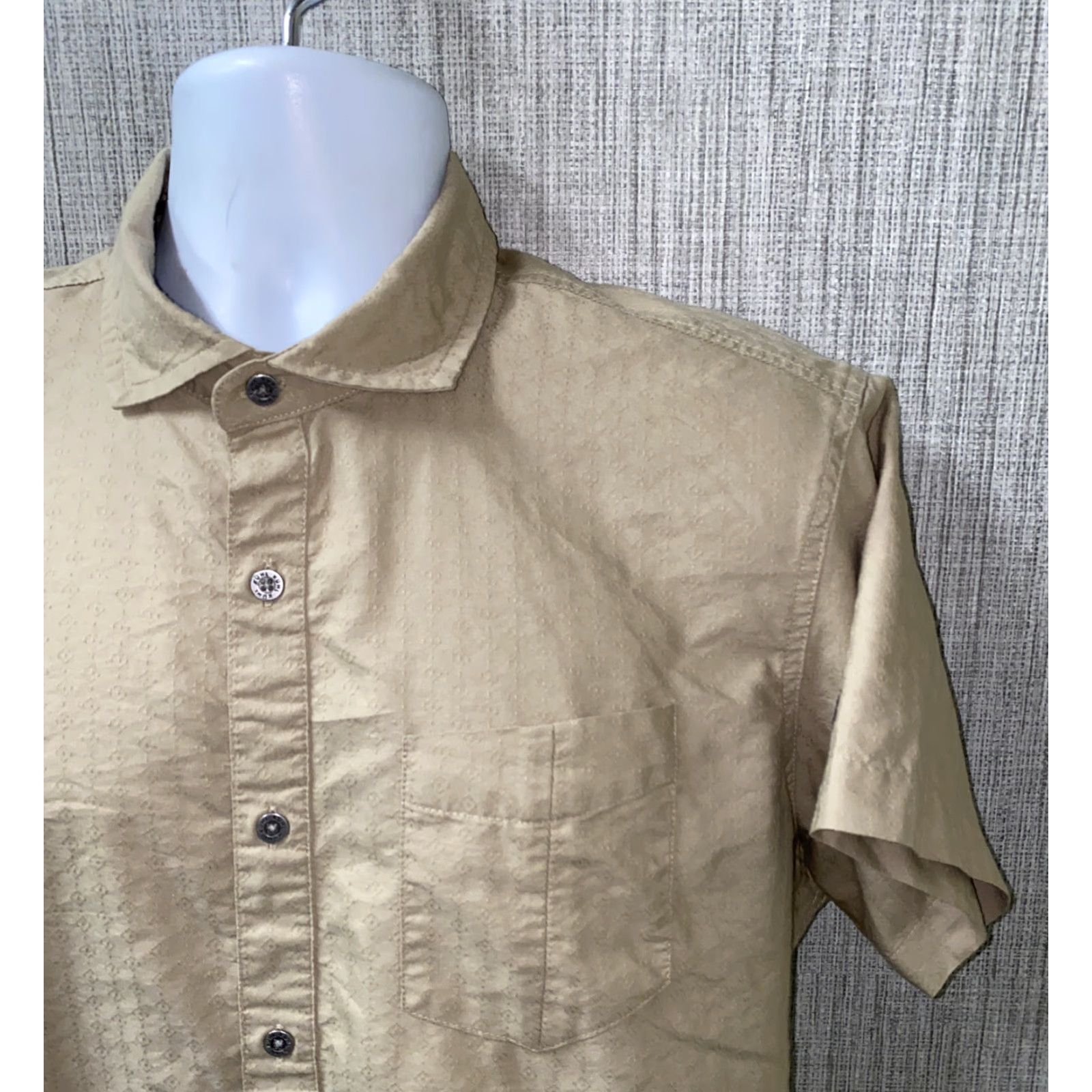 Vintage Kuhl Shirt Mens Beige Short Sleeve Button Front Size L Button-Up Collared Cotton/Polyester Regular Carded Vintage No Size US L / EU 52-54 / 3 - 2 Thumbnail