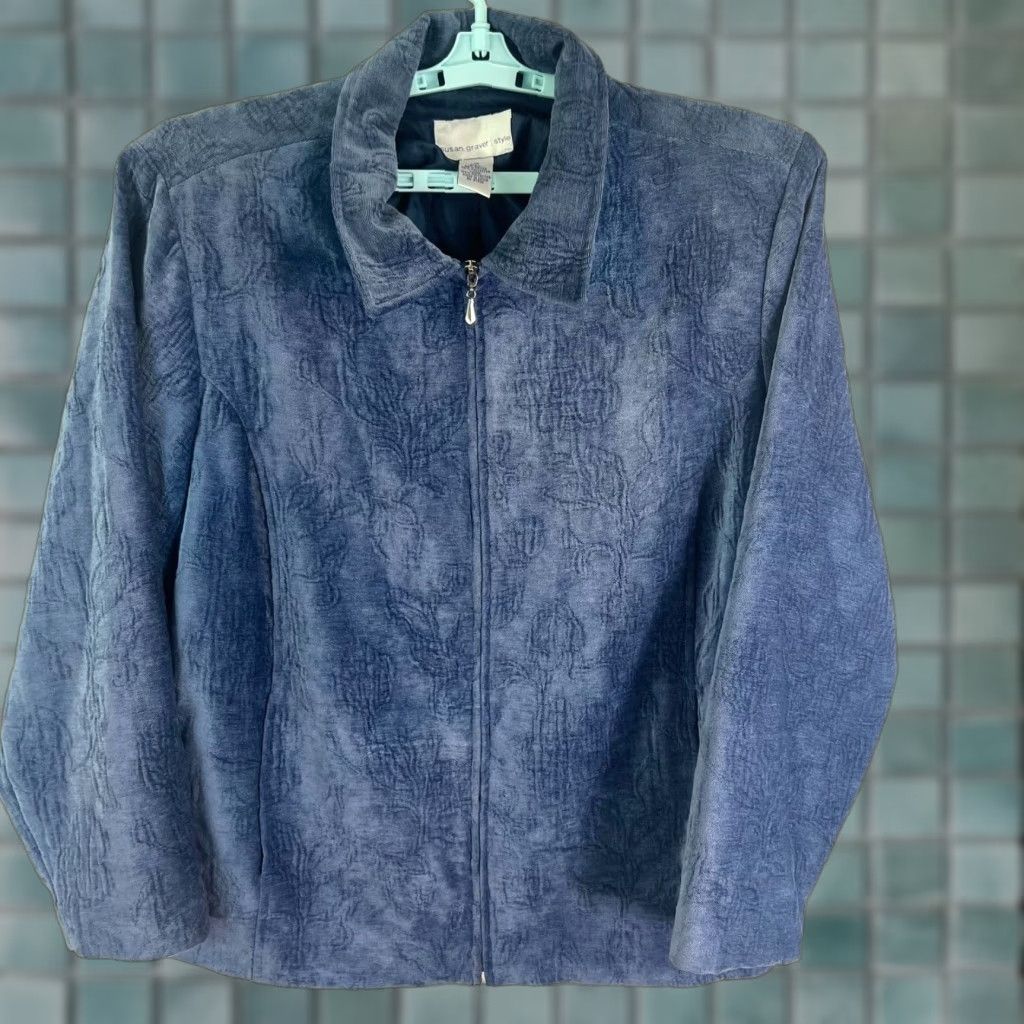 Vintage VINTAGE Susan Graver Blazer Womens 1X Blue Floral Tapestry Textured Jacket Size XL / US 12-14 / IT 48-50 - 1 Thumbnail