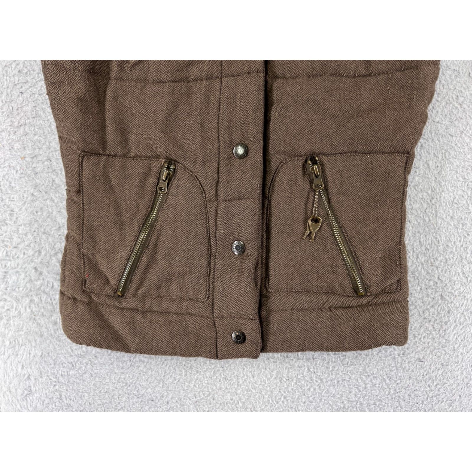 BB Dakota BB Dakota Vest Women Small Brown Wool Blend Herringbone Casual Fall Outdoor Sleeveless Size S / US 4 / IT 40 - 7 Thumbnail