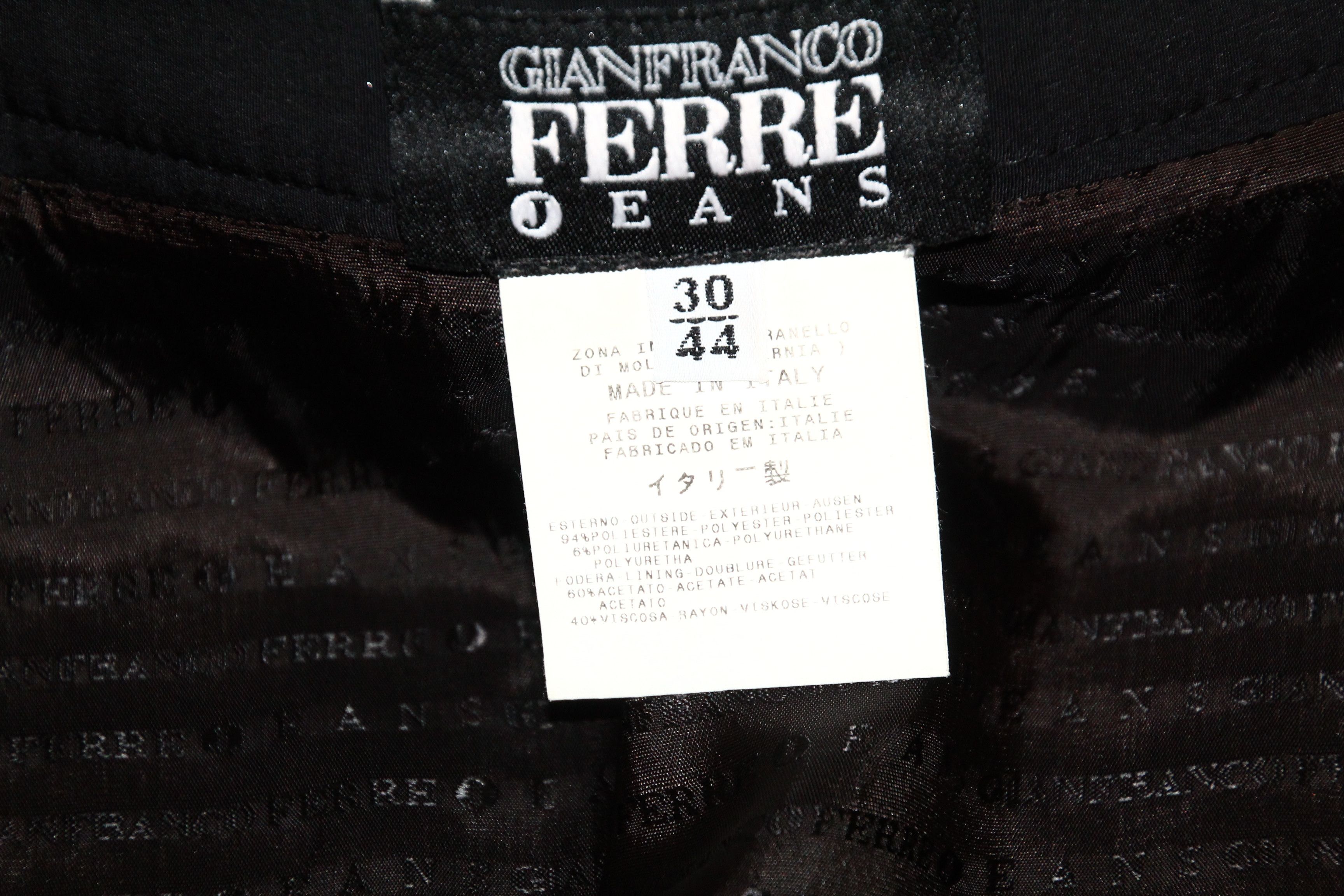 GF Ferre Vtg GF Ferre Jeans lined glossy black wrap zip mini skirt Size 29" - 5 Thumbnail