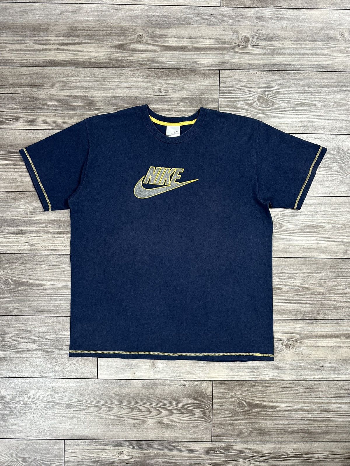 Nike × Vintage Vintage Y2K Nike Contrast Stitch Spell Out T Shirt Size US XXL / EU 58 / 5 - 1 Thumbnail
