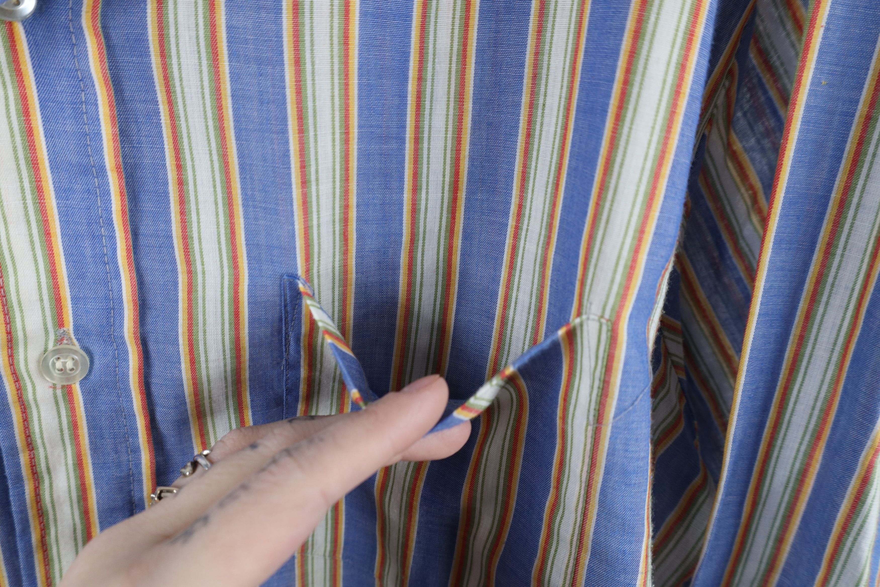 Vintage Vintage 60s 70s Streetwear Striped Collared Button Shirt Size US L / EU 52-54 / 3 - 8 Thumbnail