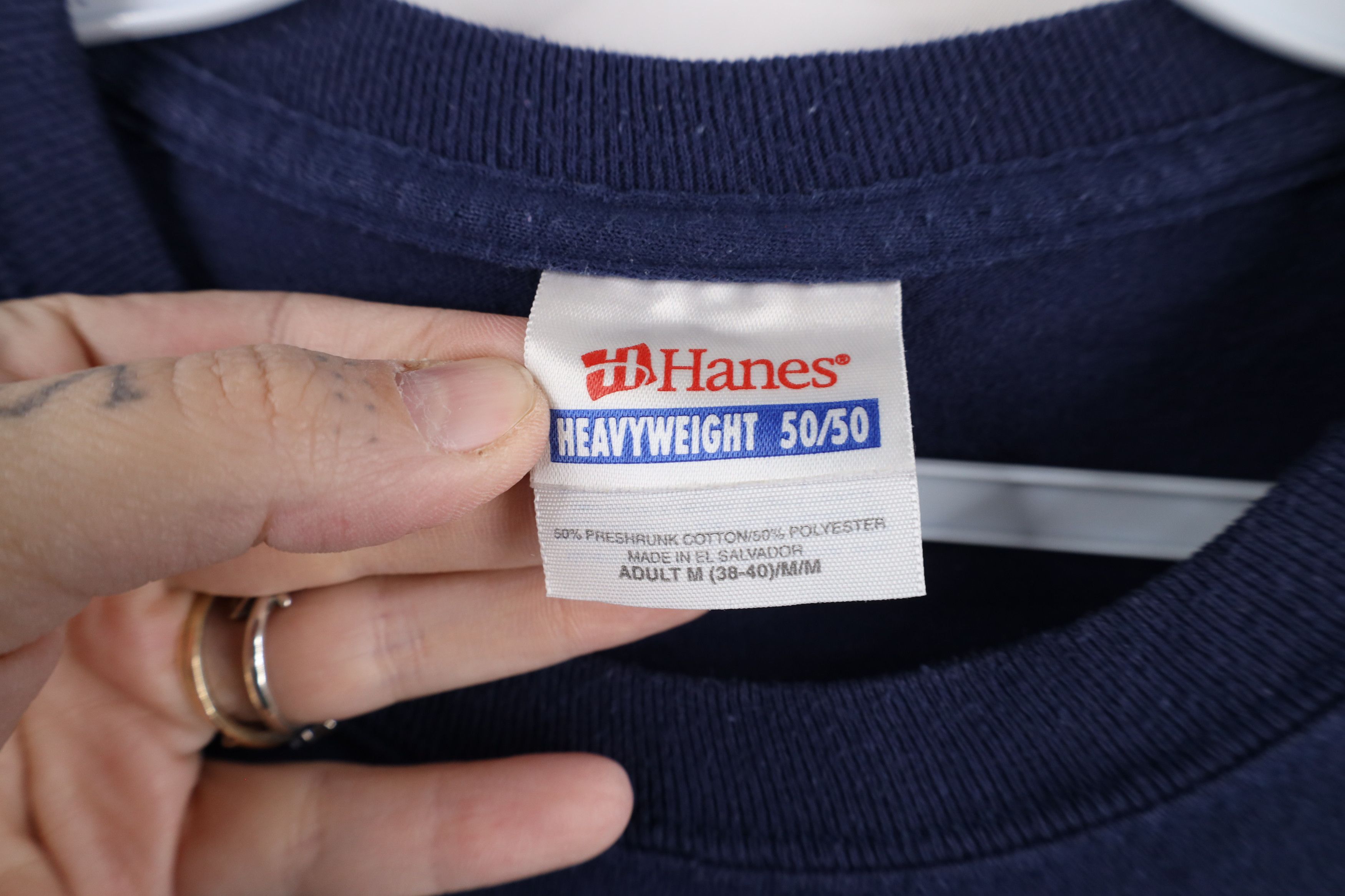 Hanes × Vintage Vintage 90s Hanes Heavyweight Short Sleeve T-Shirt Blue Size US M / EU 48-50 / 2 - 5 Thumbnail