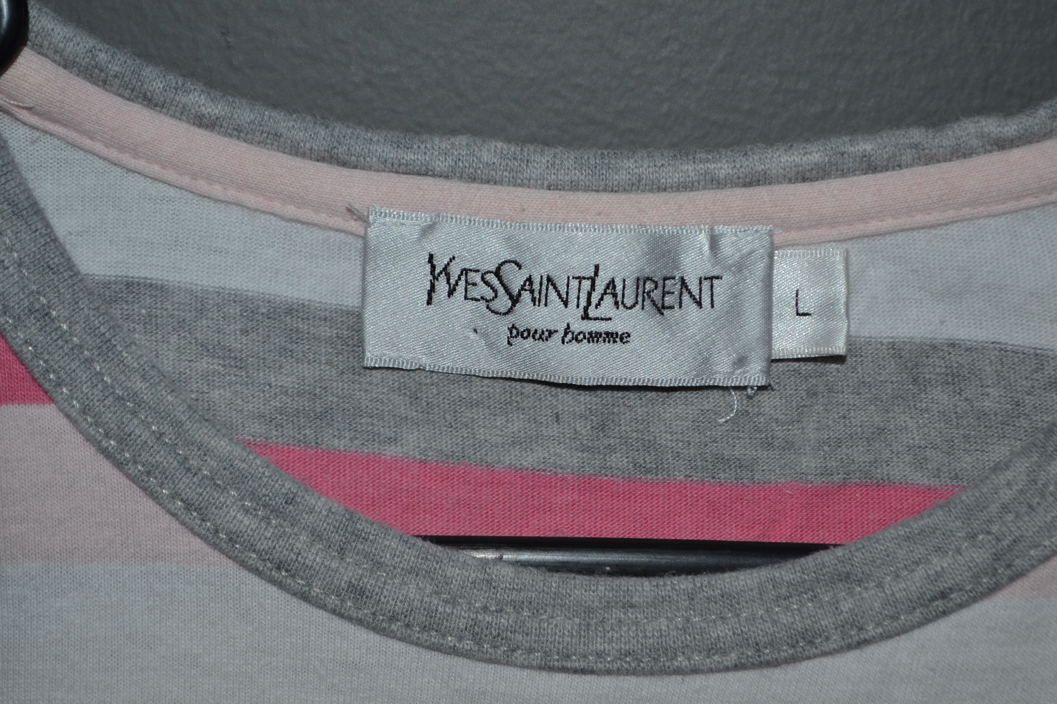 Saint Laurent Paris Yves Saint Laurent Pink Striped Vintage Logo T shirt size L Size US L / EU 52-54 / 3 - 4 Thumbnail