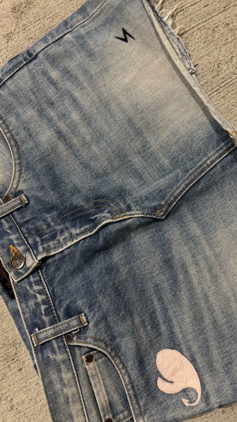 Undercover Undercover AW2005 Arts & Craft Boro Heart Denim Skirt Size 31" - 4 Thumbnail