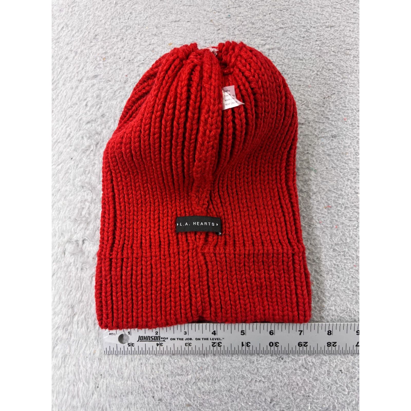 Doublet La Hearts Beanie Toque Womens One Size Red Knit Faux Fur Pom Ski Seasonal Beanie Adult Women Red La Hearts Winter Hats Size ONE SIZE - 6 Thumbnail