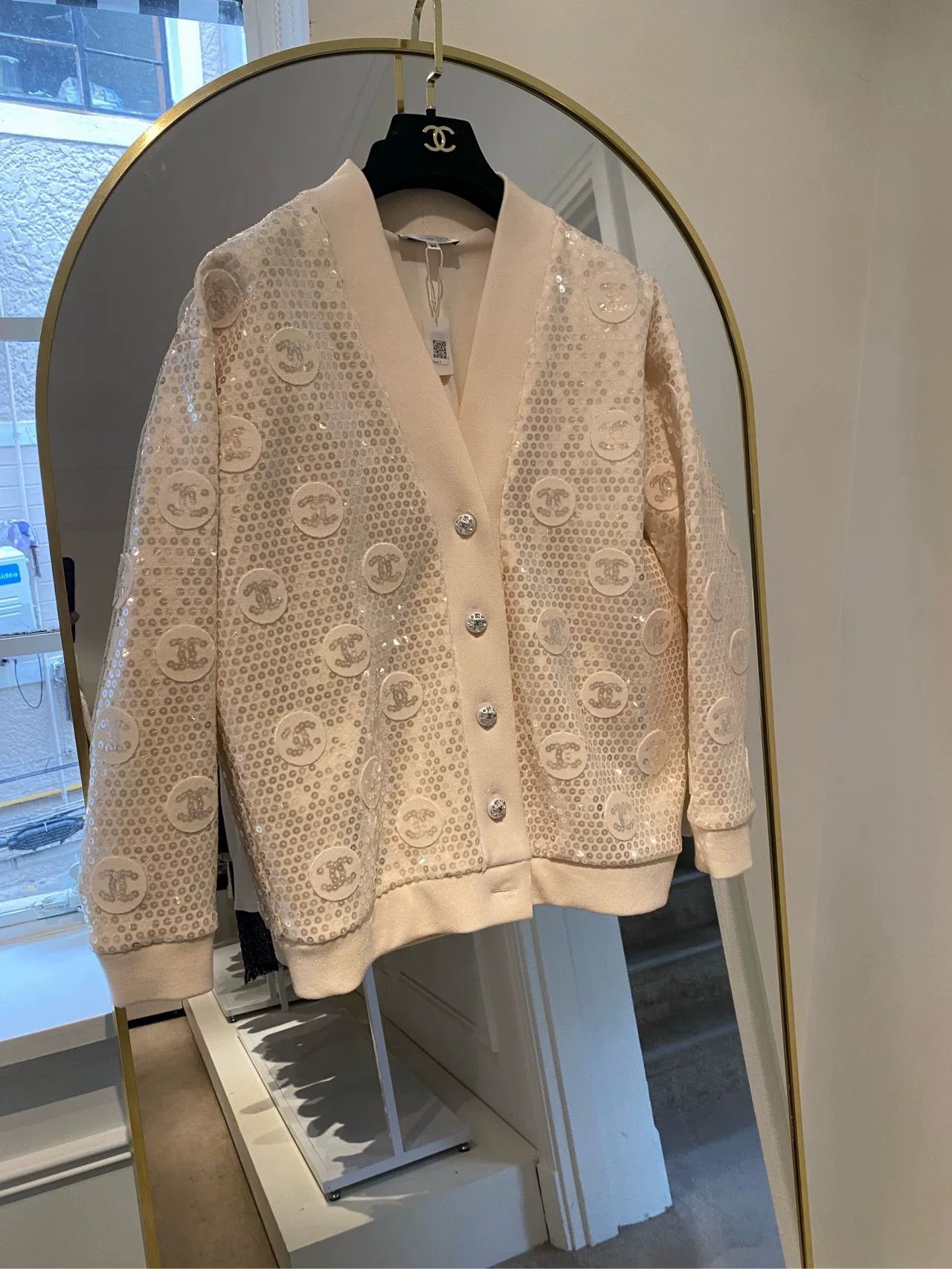 Chanel 23S Sequin Diamond Button Cardigan