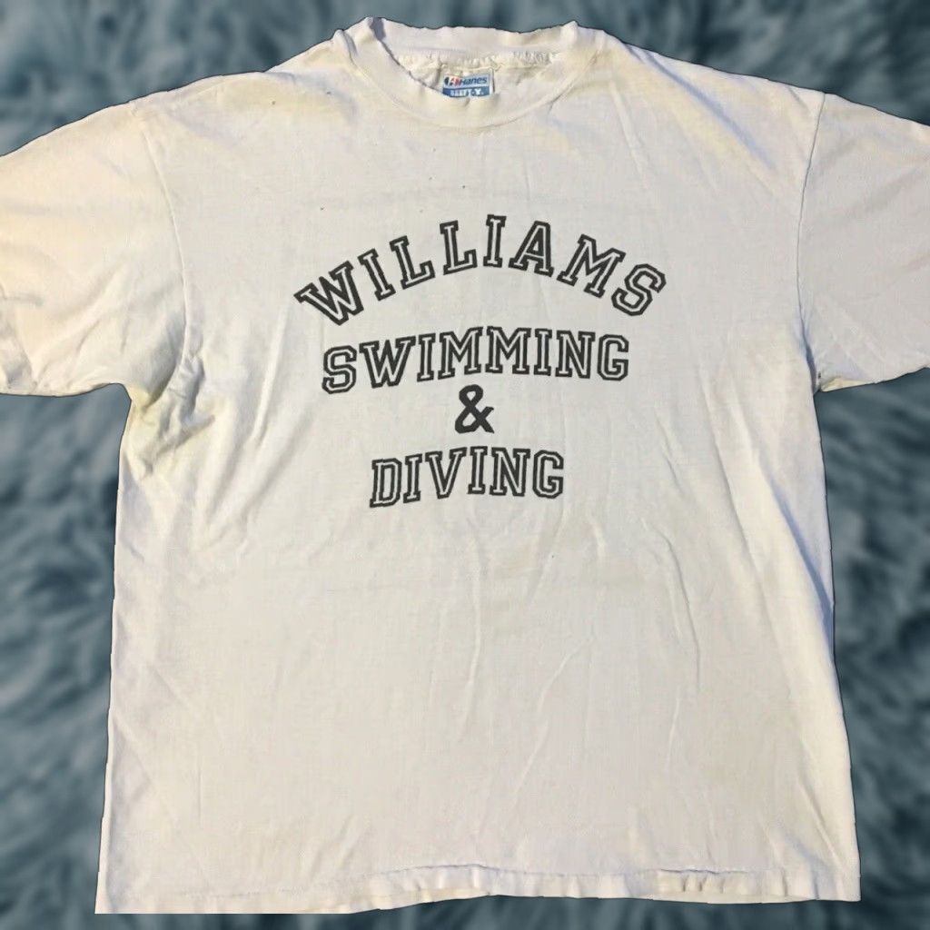 Hanes Vtg 80s Williams Swim & Dive No Limit faded distressed shirt M L Single Stitch Track Grunge Shirt Mens USA 80s Vintage Grunge Logo Size US M / EU 48-50 / 2 - 1 Thumbnail
