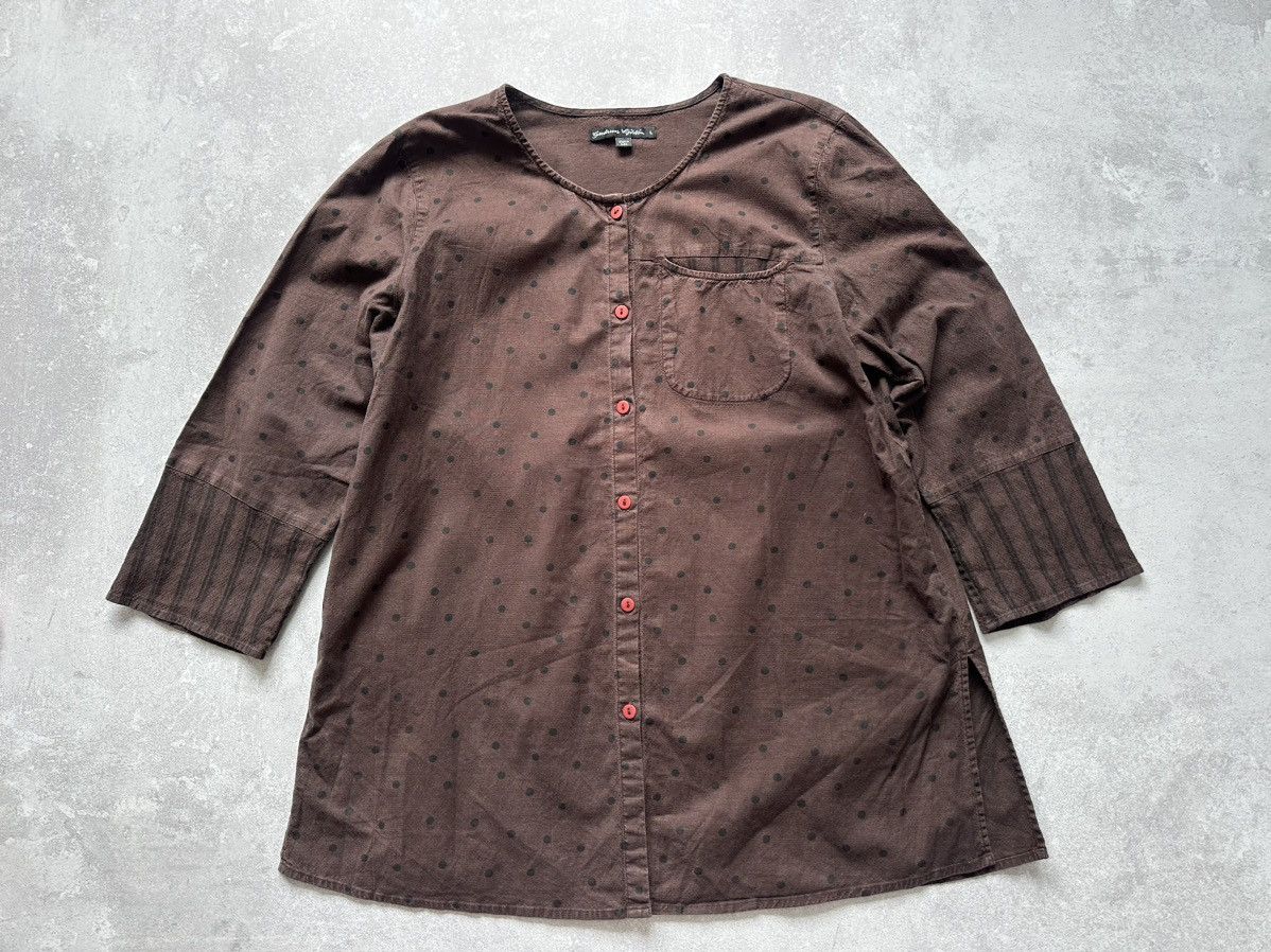 Gudrun Sjoden Gudrun Sjoden Organic Cotton Linen Polka Long Sleeve Blouse Size L / US 10 / IT 46 - 4 Thumbnail