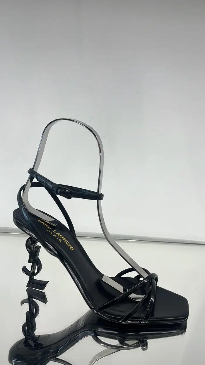 Saint Laurent Paris oc11z1225 782840 Opyum Sandals in Glazed Leather in Black Size US 12 / IT 42 - 5 Thumbnail