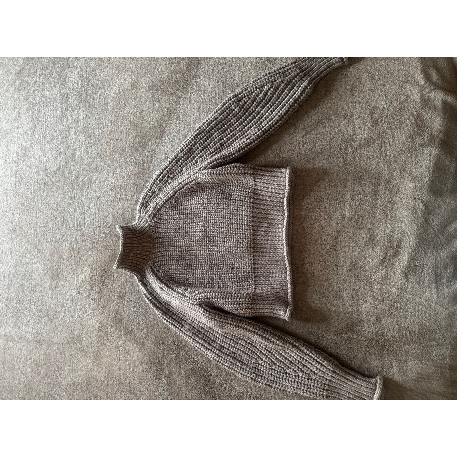 H&M Ribbed Knit Sweater Neutral Taupe/Beige Soft Casual Pullover Size S / US 4 / IT 40 - 7 Thumbnail