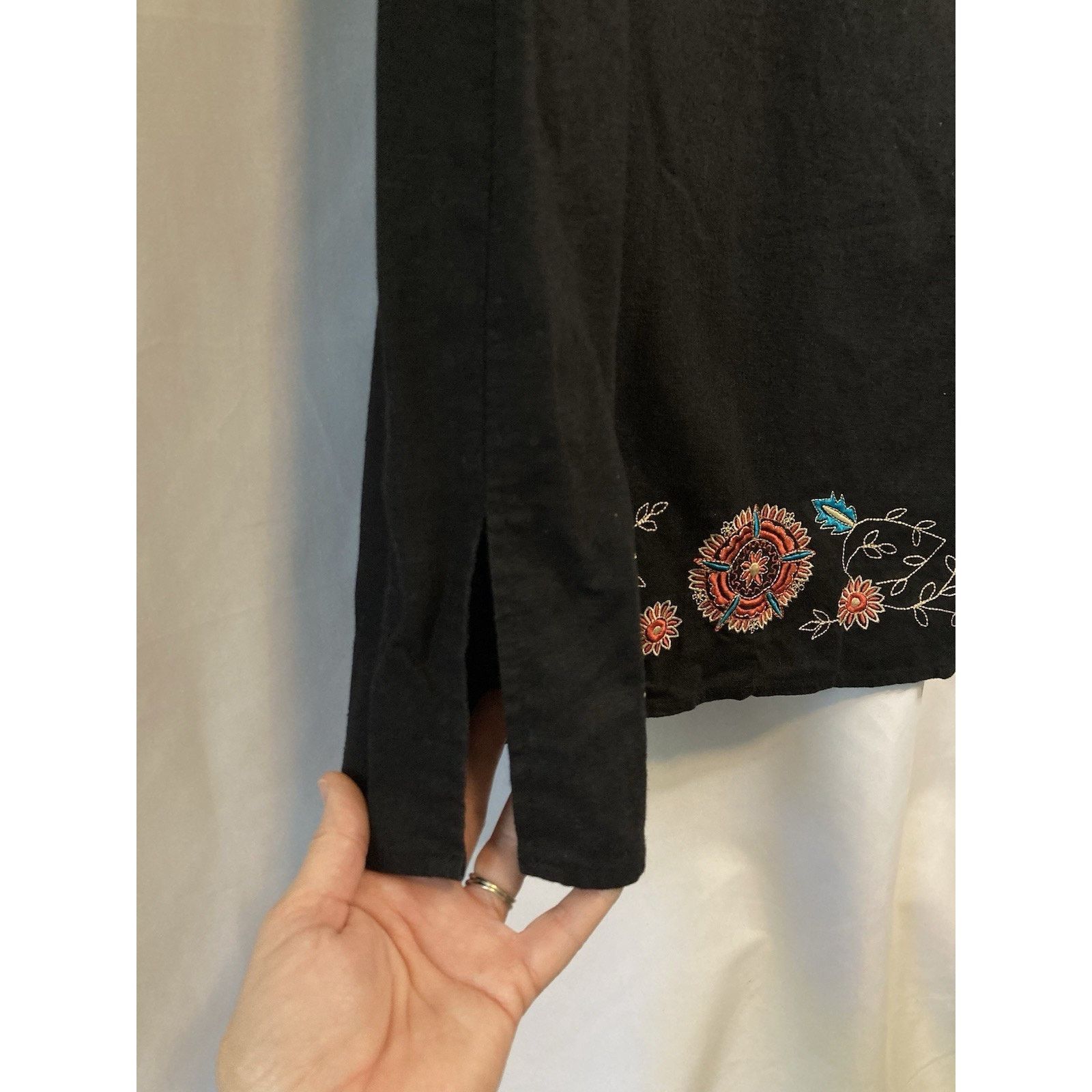 Other Vintage Linen Tunic Black Embroidered Dress Size 12 Boho Size XL / US 12-14 / IT 48-50 - 4 Thumbnail