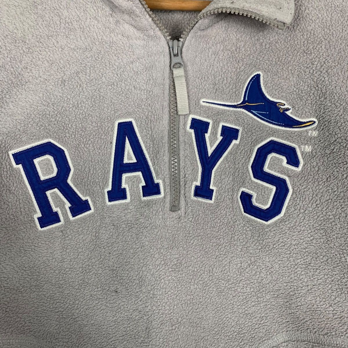Japanese Brand MLB RAYS SPELLOUT BIG LOGO HALF ZIP FLEECE SWEATER #0005-C1 Size US M / EU 48-50 / 2 - 13 Thumbnail