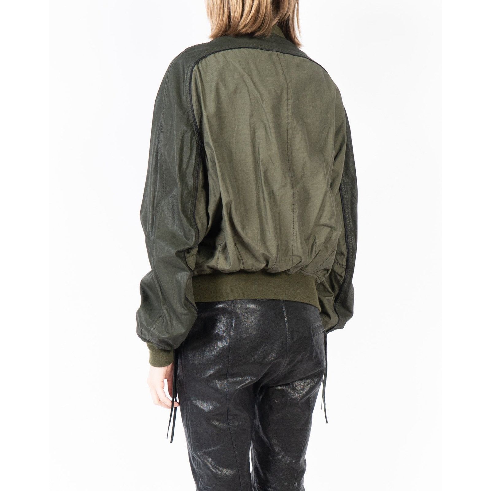 Haider Ackermann SS19 Slouchy Bomber Jacket in Waxed Green Wool Size S / US 4 / IT 40 - 5 Thumbnail