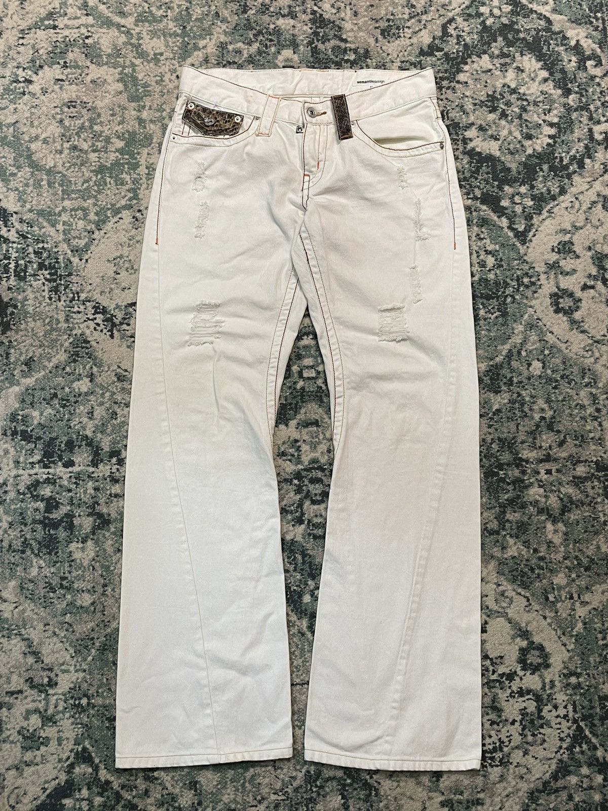 semanticdesign Semantic Design Spiral Flared Snakeskin Pocket Jean Size US 29 - 2 Thumbnail