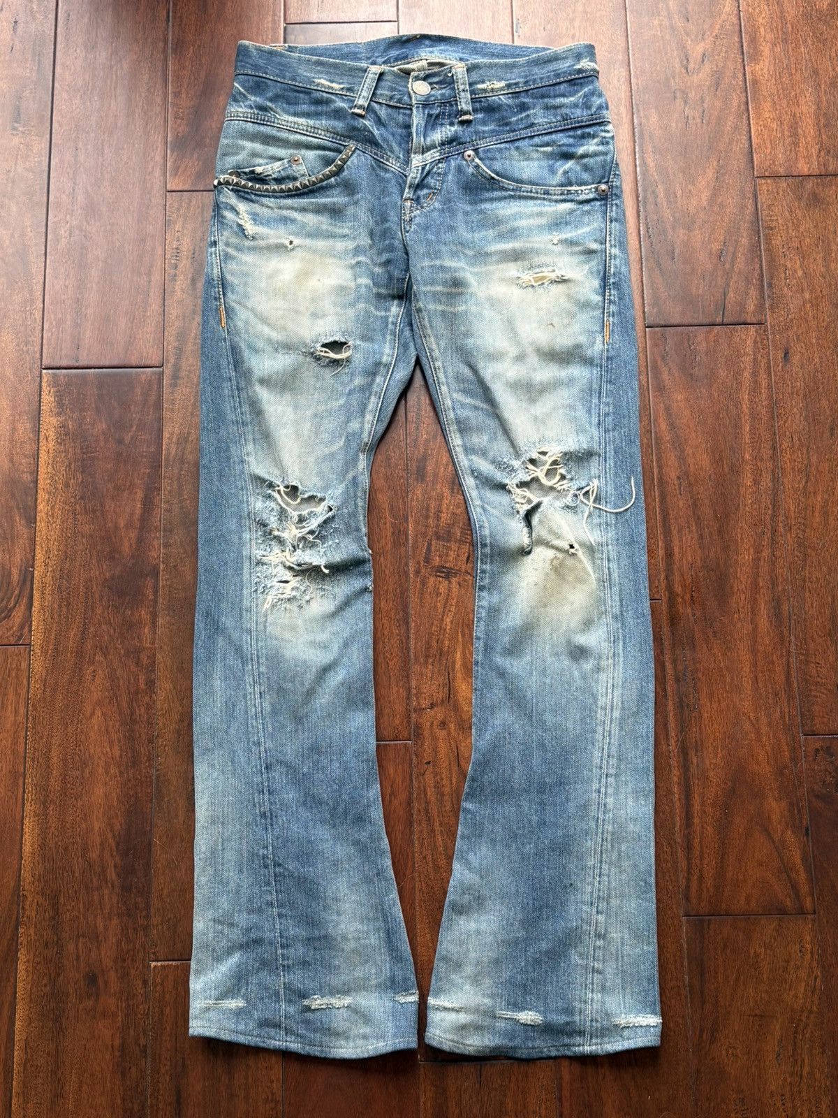 Hysteric Glamour Hysteric Glamour Studded Flared Distressed Denim