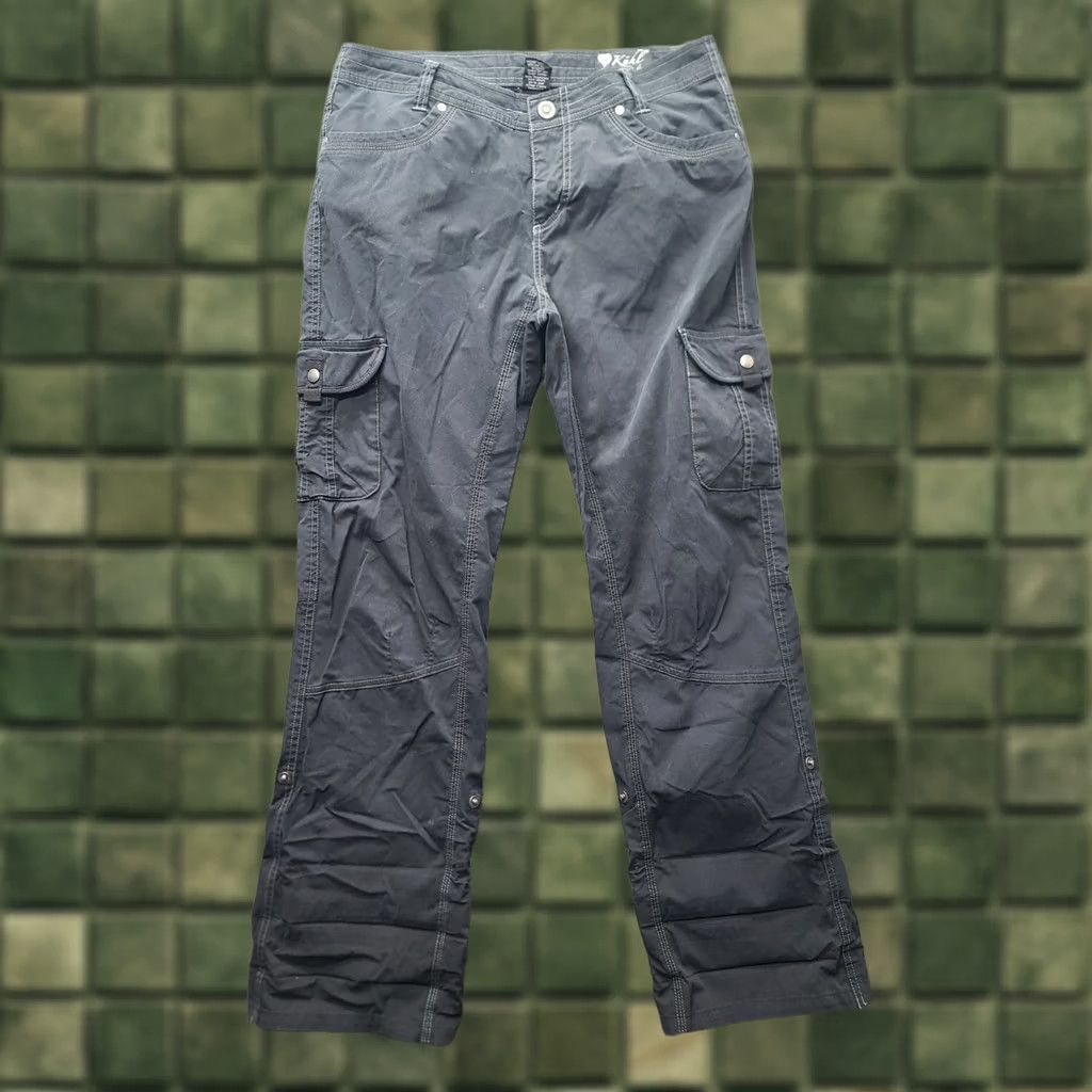 Vintage Kuhl Pants Womens 10x32 Free Flex Relaxed Fit Bootcut Roll Up Hiking Outdoor MTB Cargo Pants Black Casual Travel Workwear 32 In Inseam Men? Size 32" / US 10 / IT 46 - 1 Thumbnail