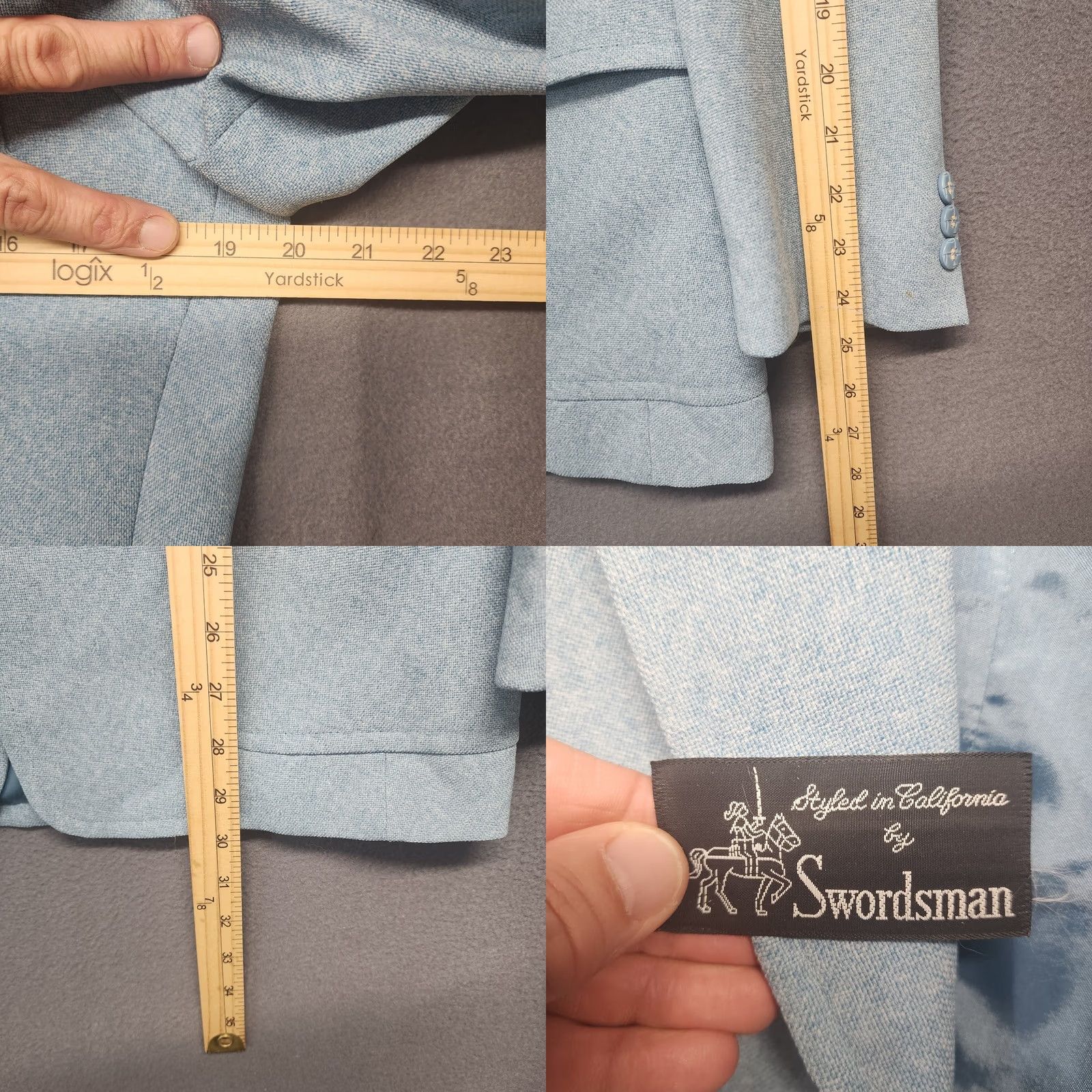 Vintage VINTAGE Swordsman 3 Piece Suit Mens 40R Blue Jacket Vest Pants 34x27 Mens Size 40R - 8 Thumbnail