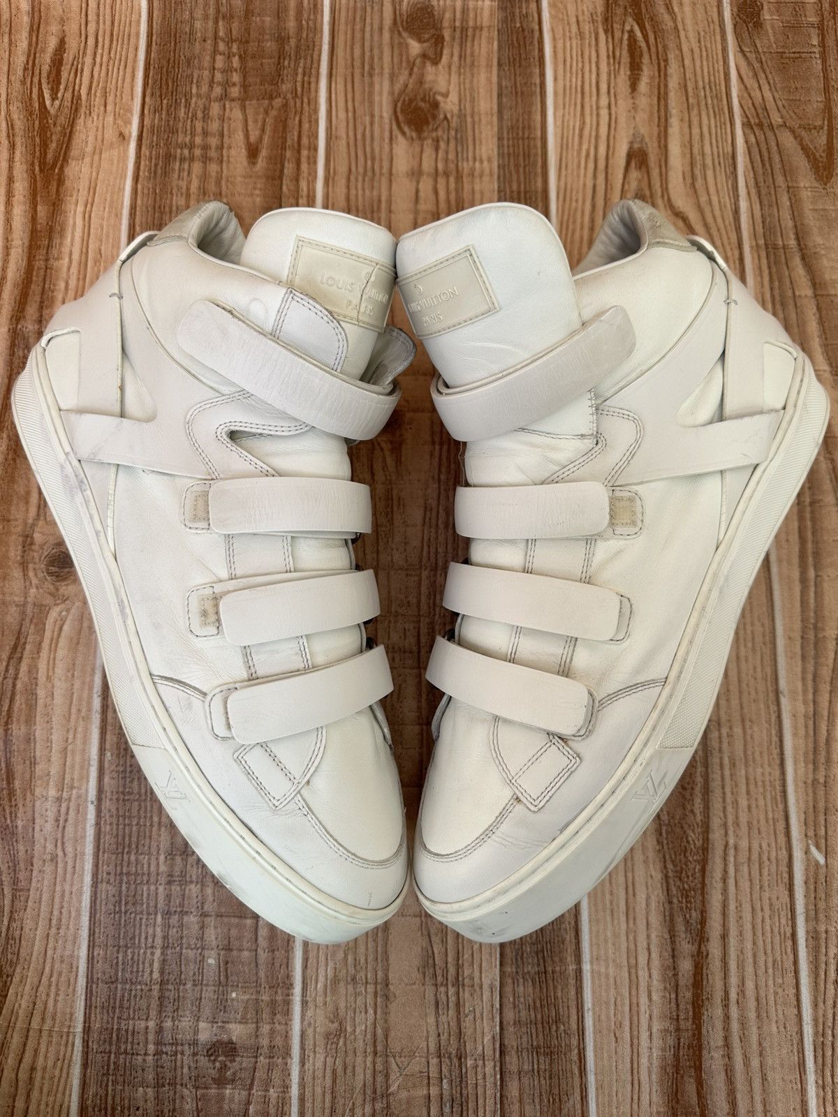 Louis Vuitton Louis Vuitton White Leather 4 Straps Boxing Sneaks Size US 11 / EU 44 - 4 Thumbnail