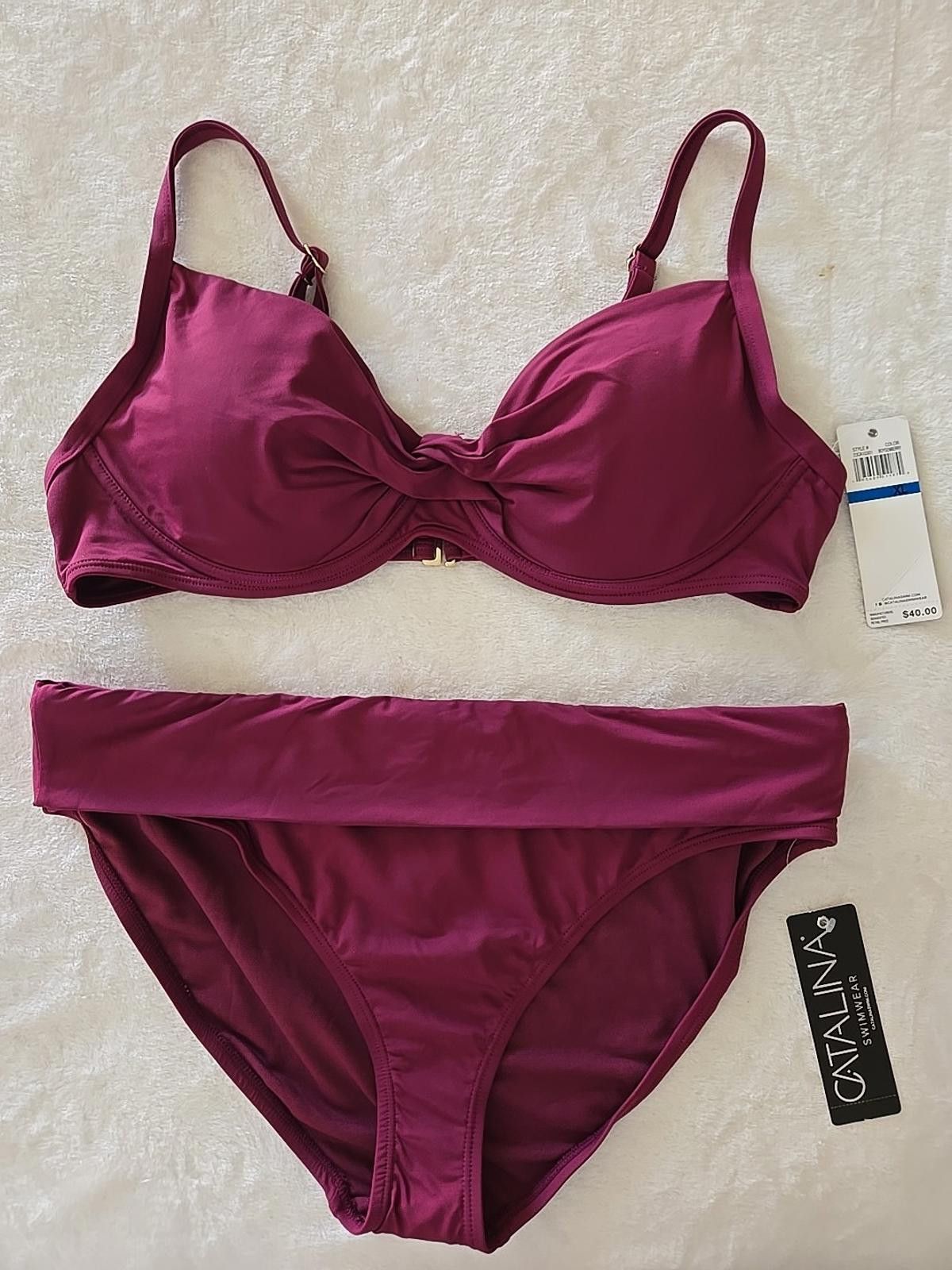 Catalina NWT $76 Catalina Women's 2 pcs Swimsuit Bikini XL Underwire Size ONE SIZE - 1 Thumbnail