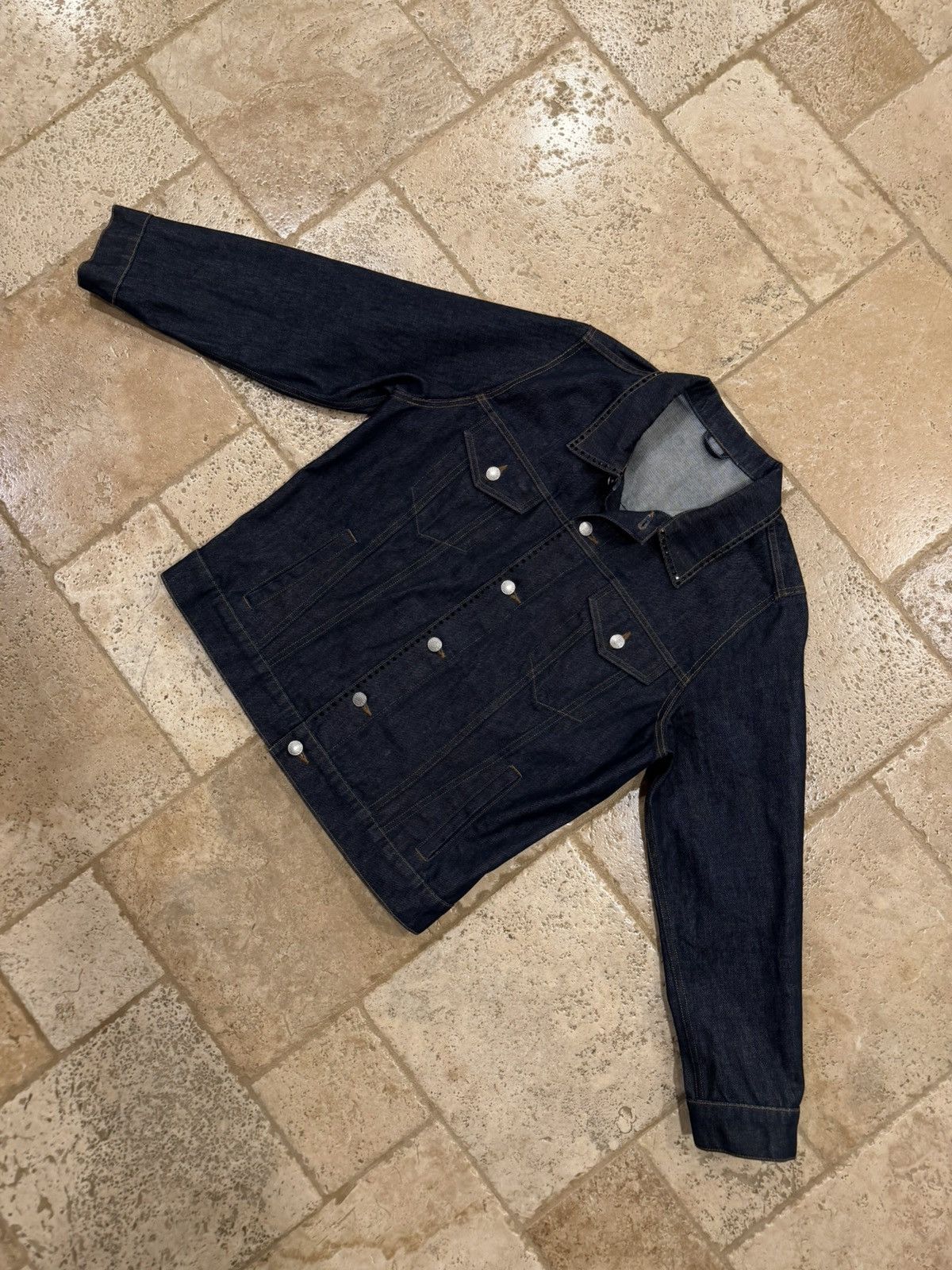 Dries Van Noten Dries Van Noten Rhinestoned Studd Navy Denim Trucker Jacket Size US L / EU 52-54 / 3 - 8 Thumbnail