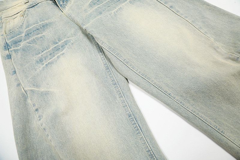 Vintage American retro washed lightning patchwork curved jeans Size US 32 / EU 48 - 4 Thumbnail