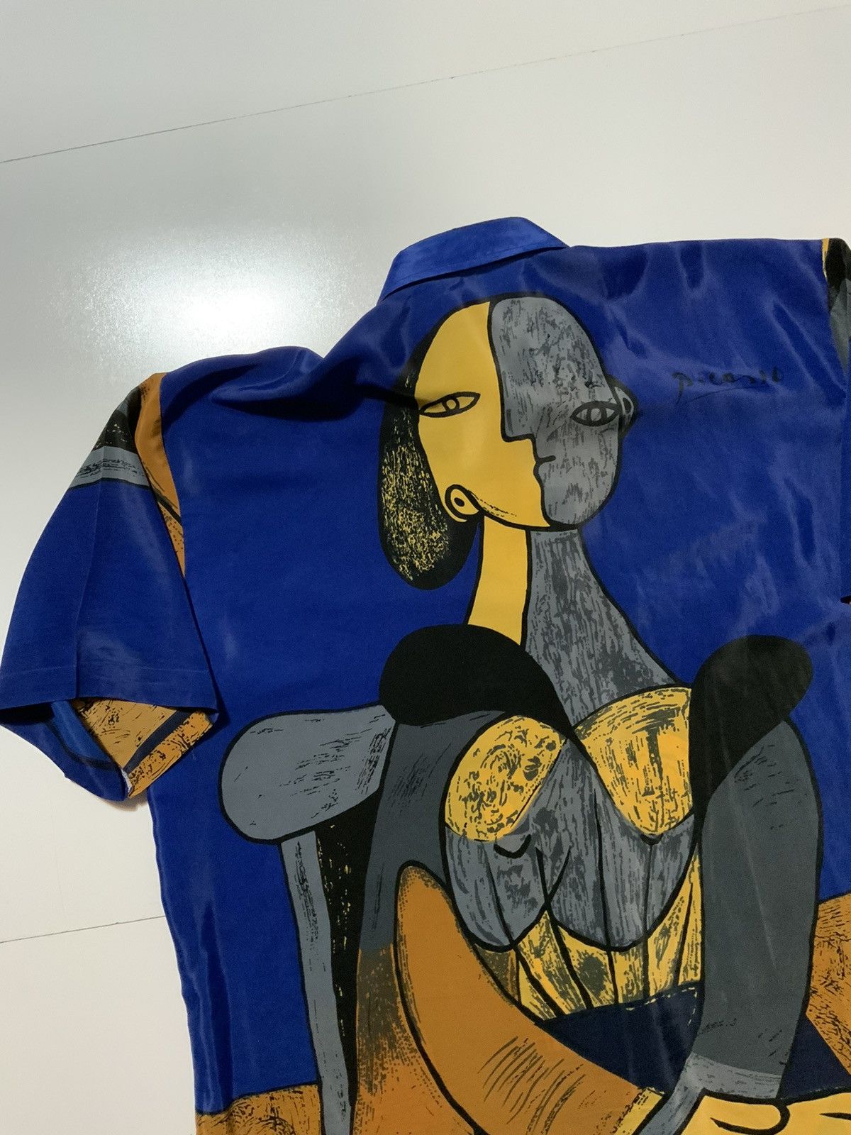 Vintage Vintage 80s 90s Picasso Art Cubism Sheer Joined Hands Shirt Size US L / EU 52-54 / 3 - 4 Thumbnail