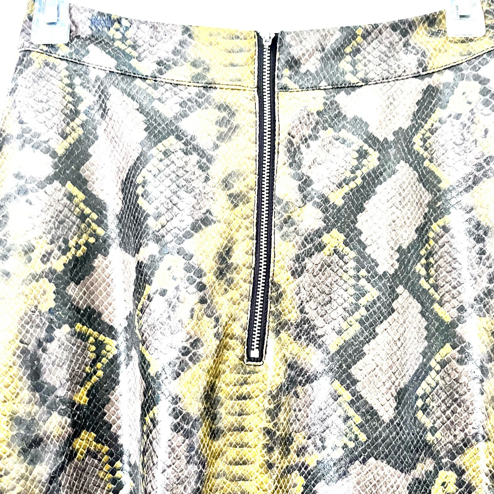 Zara Zara Women's Skirt XS Snake Print Midi Yellow Brown Size 25" / US 0 / IT 36 - 4 Thumbnail